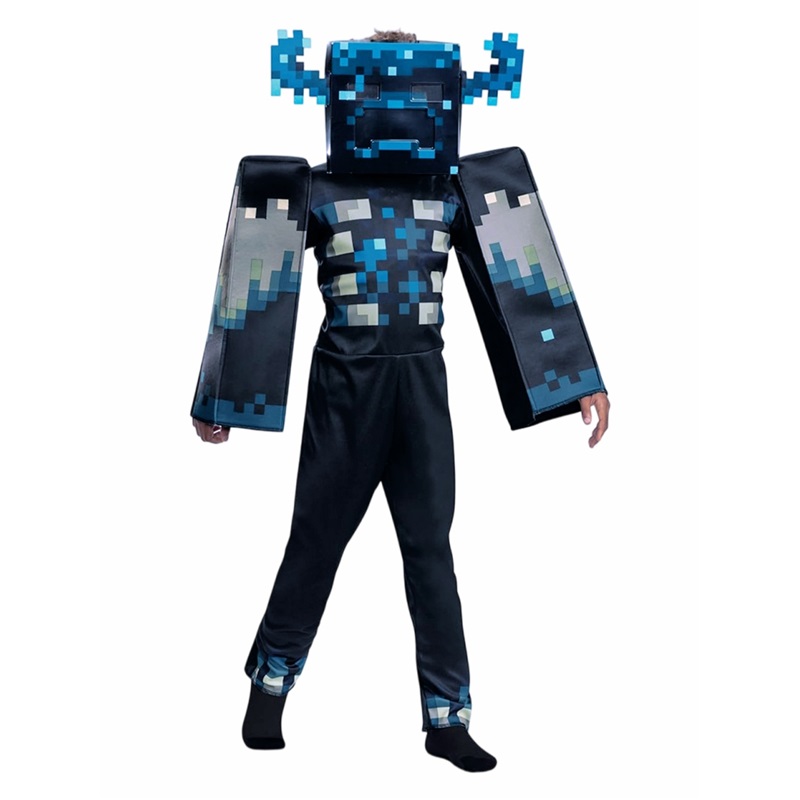 (S) Warden Cosplay Outfit From Minecraft MC Halloween Costume For Kids Performance Wear