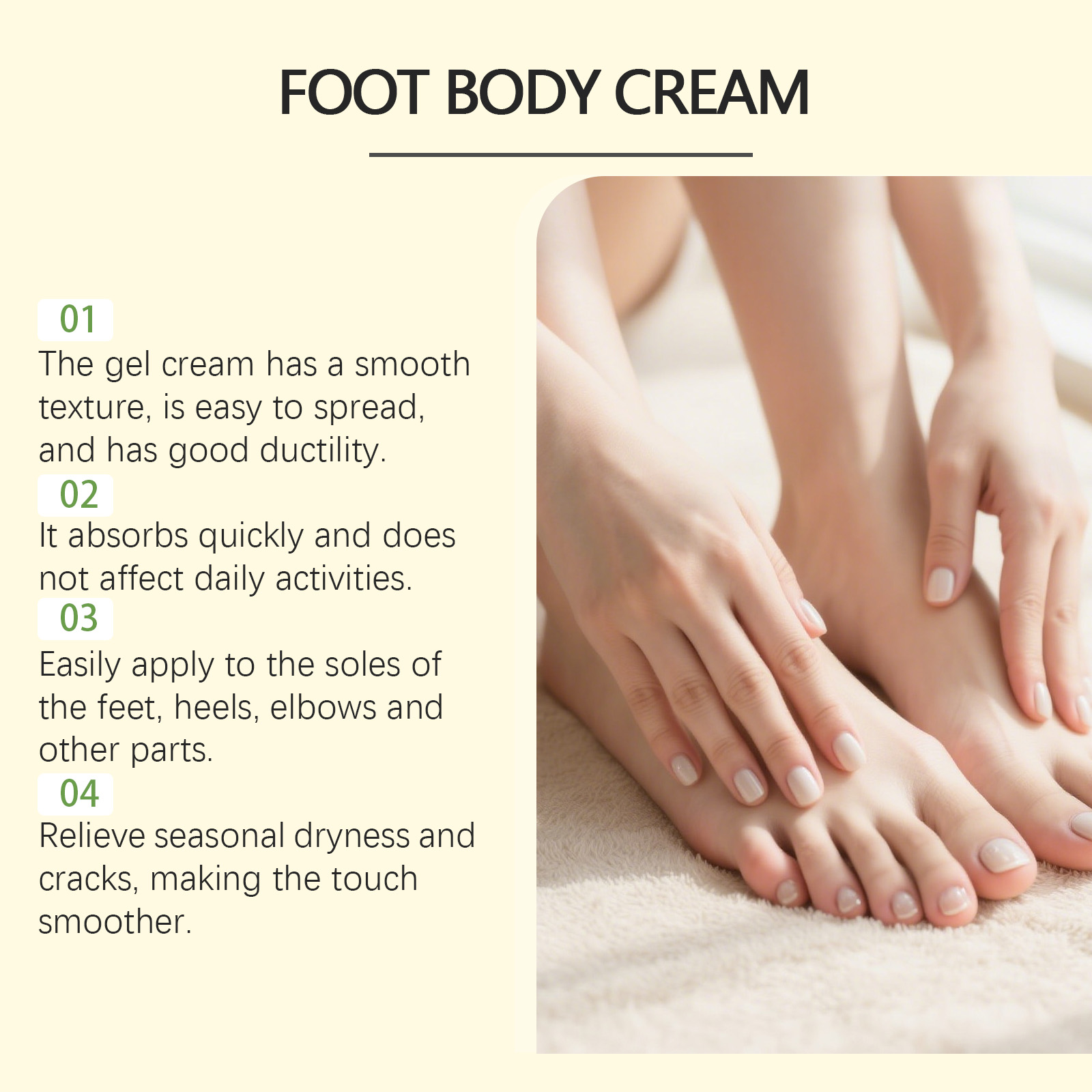 Hand Foot Moisturizing Care Cream Mild Hydrating Nourishing For Heels Elbows Whole Body Skin