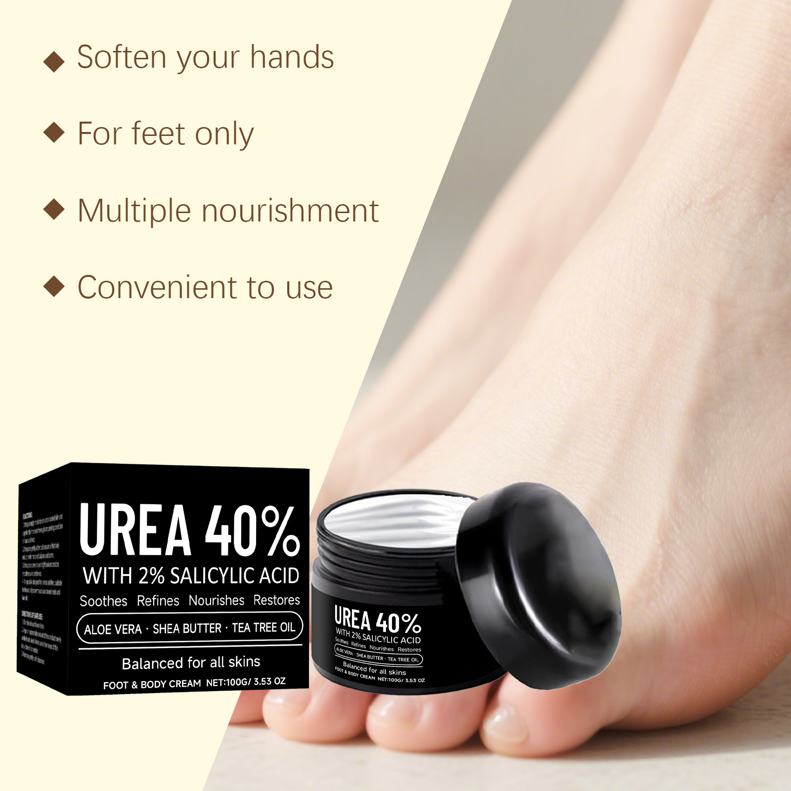 Hand Foot Moisturizing Care Cream Mild Hydrating Nourishing For Heels Elbows Whole Body Skin