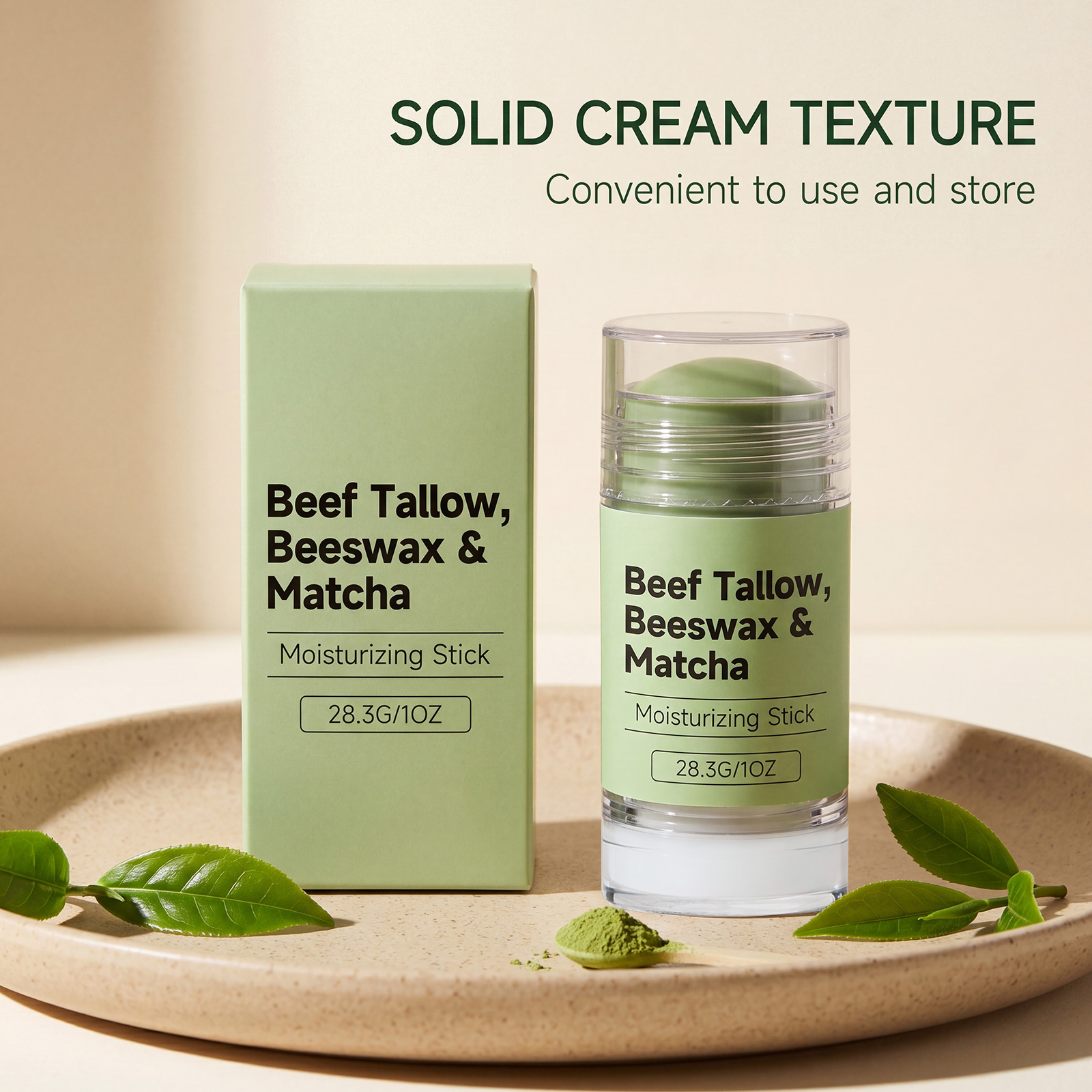 Shea Butter Matcha Moisturizing Stick Light Texture Soft Hydrating Comfort Fresh Water Skin Body Portable Care