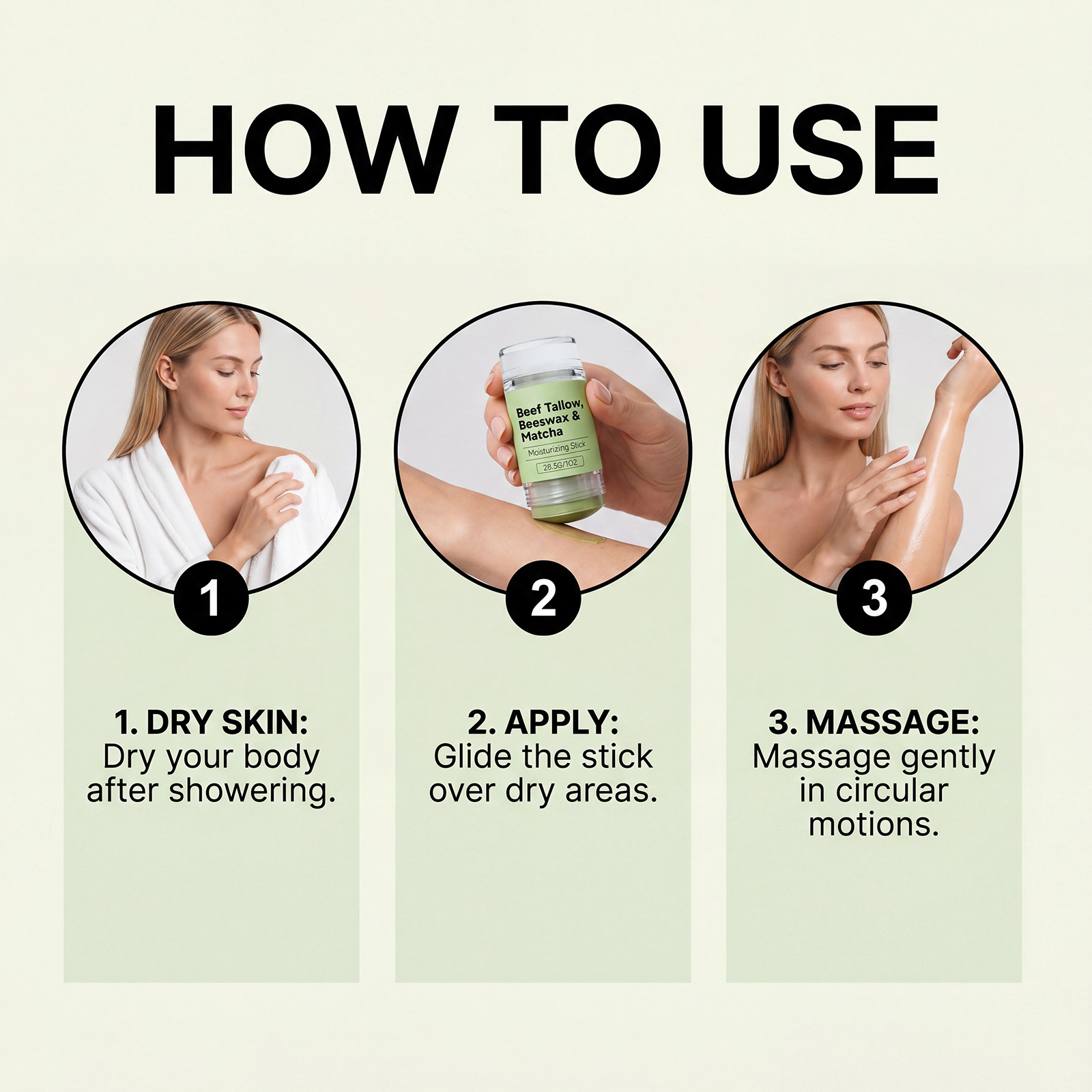 Shea Butter Matcha Moisturizing Stick Light Texture Soft Hydrating Comfort Fresh Water Skin Body Portable Care