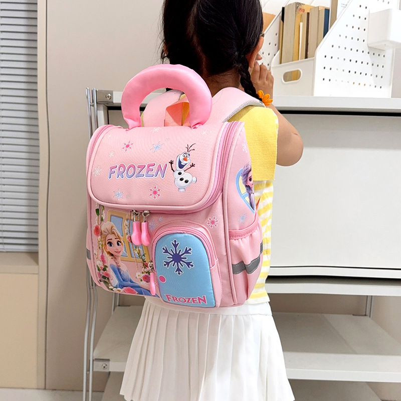 (PINK) Frozen Backpack Large Capacity Kids Cartoon School Bag For Preschool Kindergarten Daily Commute And Travel