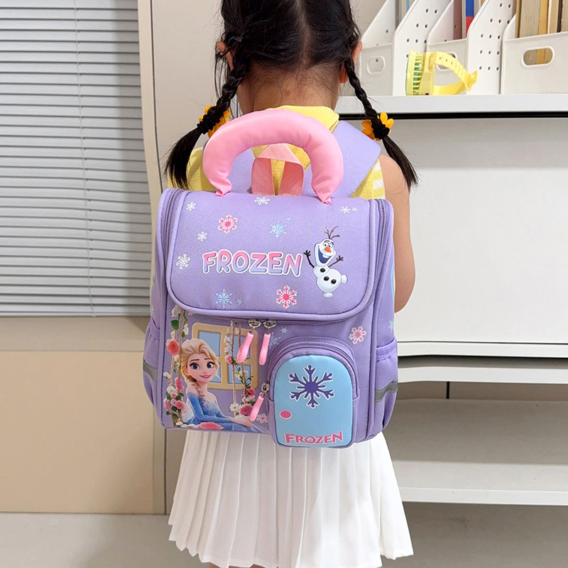 (PINK) Frozen Backpack Large Capacity Kids Cartoon School Bag For Preschool Kindergarten Daily Commute And Travel