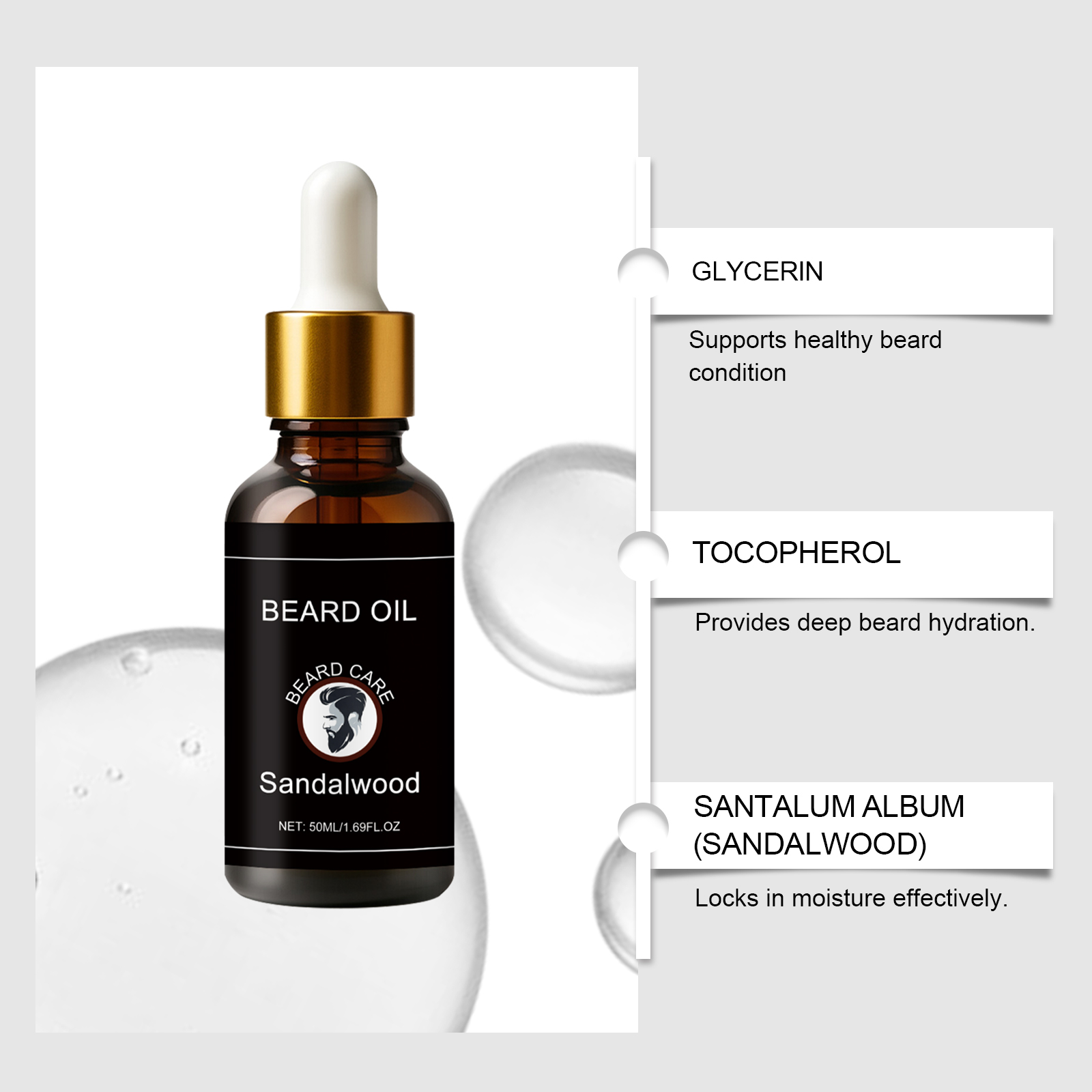 Beard Care Essential Oil Daily Moisturizing Soften Frizzy Hydrating Refreshing Non Greasy Gentle Maintain Facial Hair
