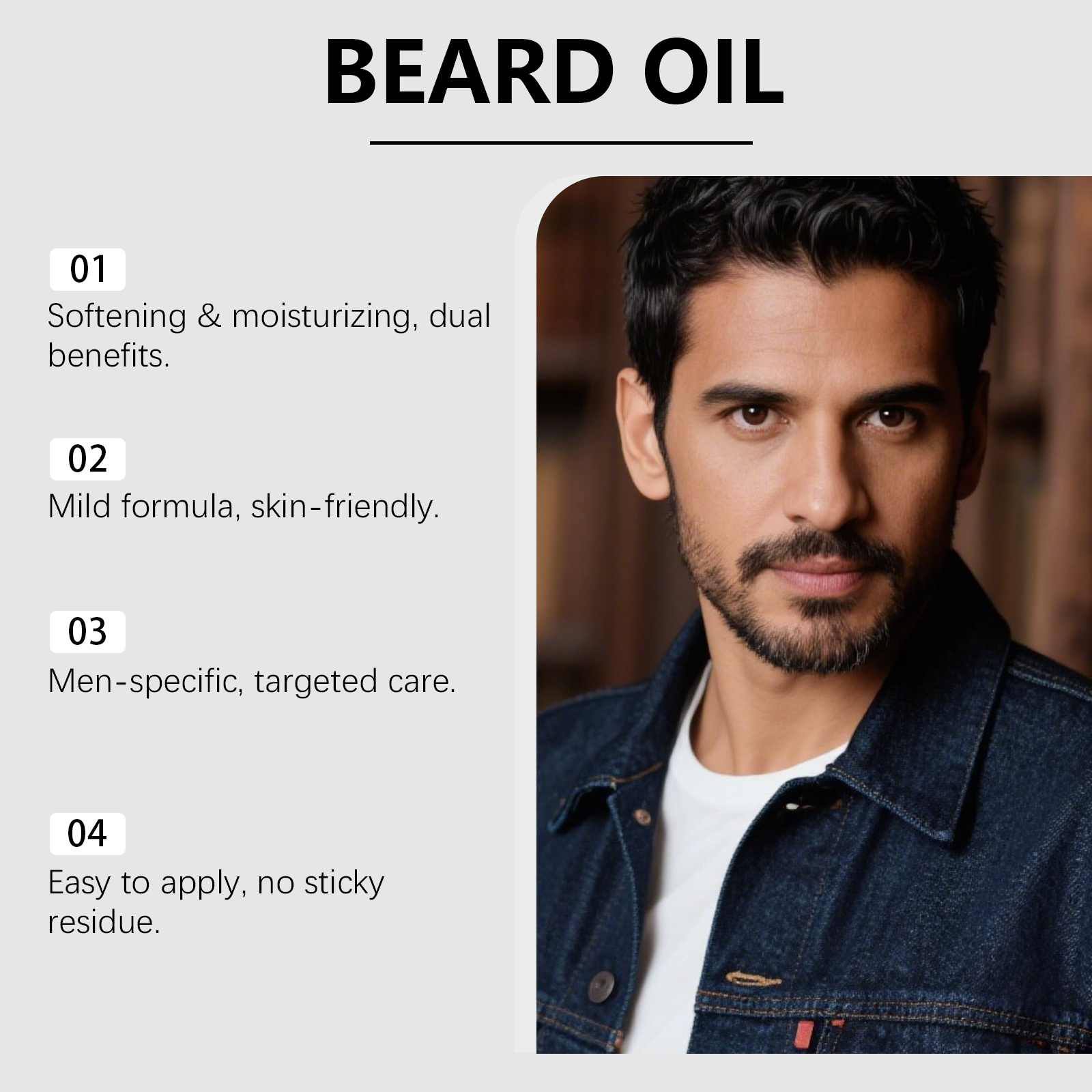 Beard Care Essential Oil Daily Moisturizing Soften Frizzy Hydrating Refreshing Non Greasy Gentle Maintain Facial Hair
