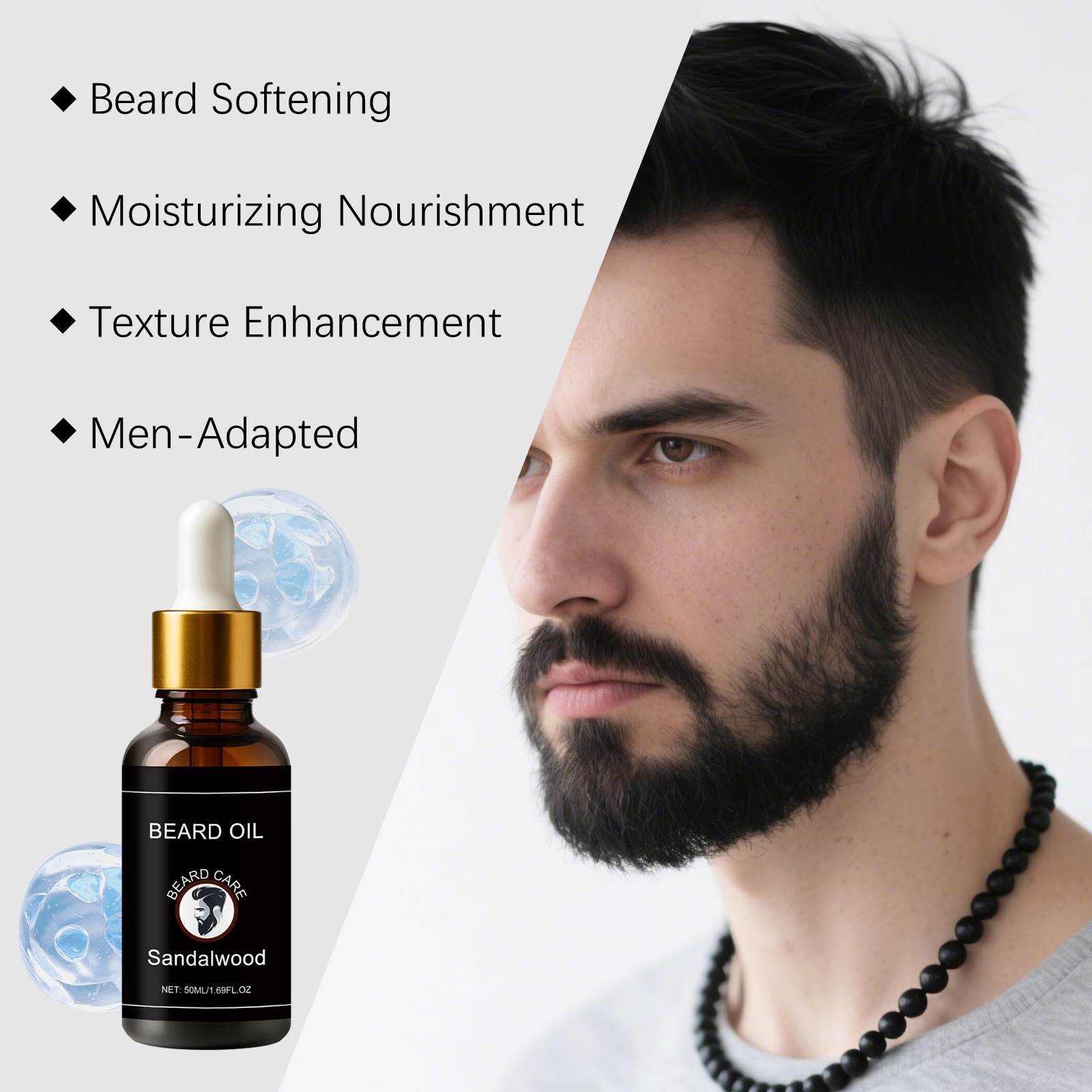 Beard Care Essential Oil Daily Moisturizing Soften Frizzy Hydrating Refreshing Non Greasy Gentle Maintain Facial Hair