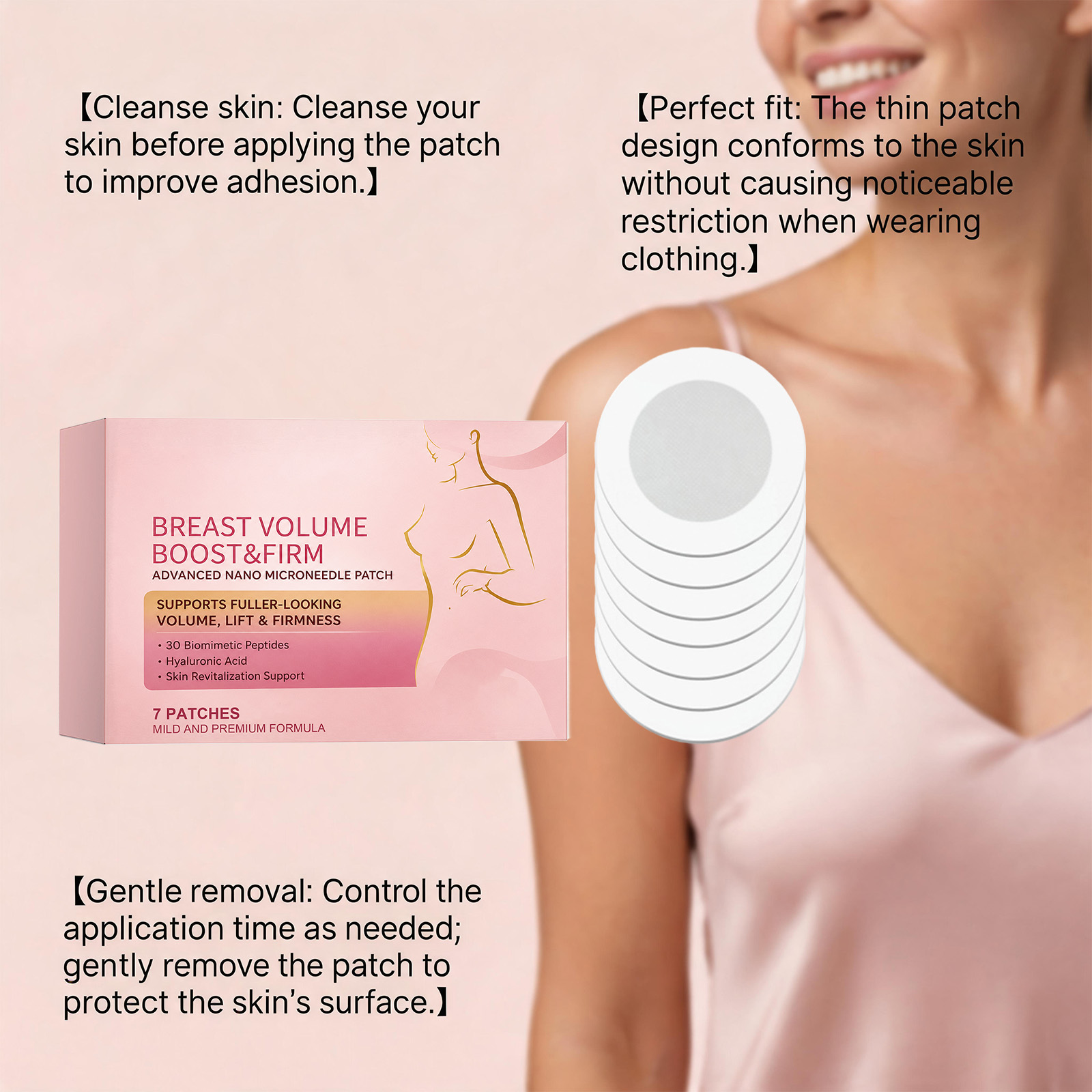 Chest Care Patch Mild Formula Thin Breathable Penetrating Nourish Moisturize Female Body Treatment