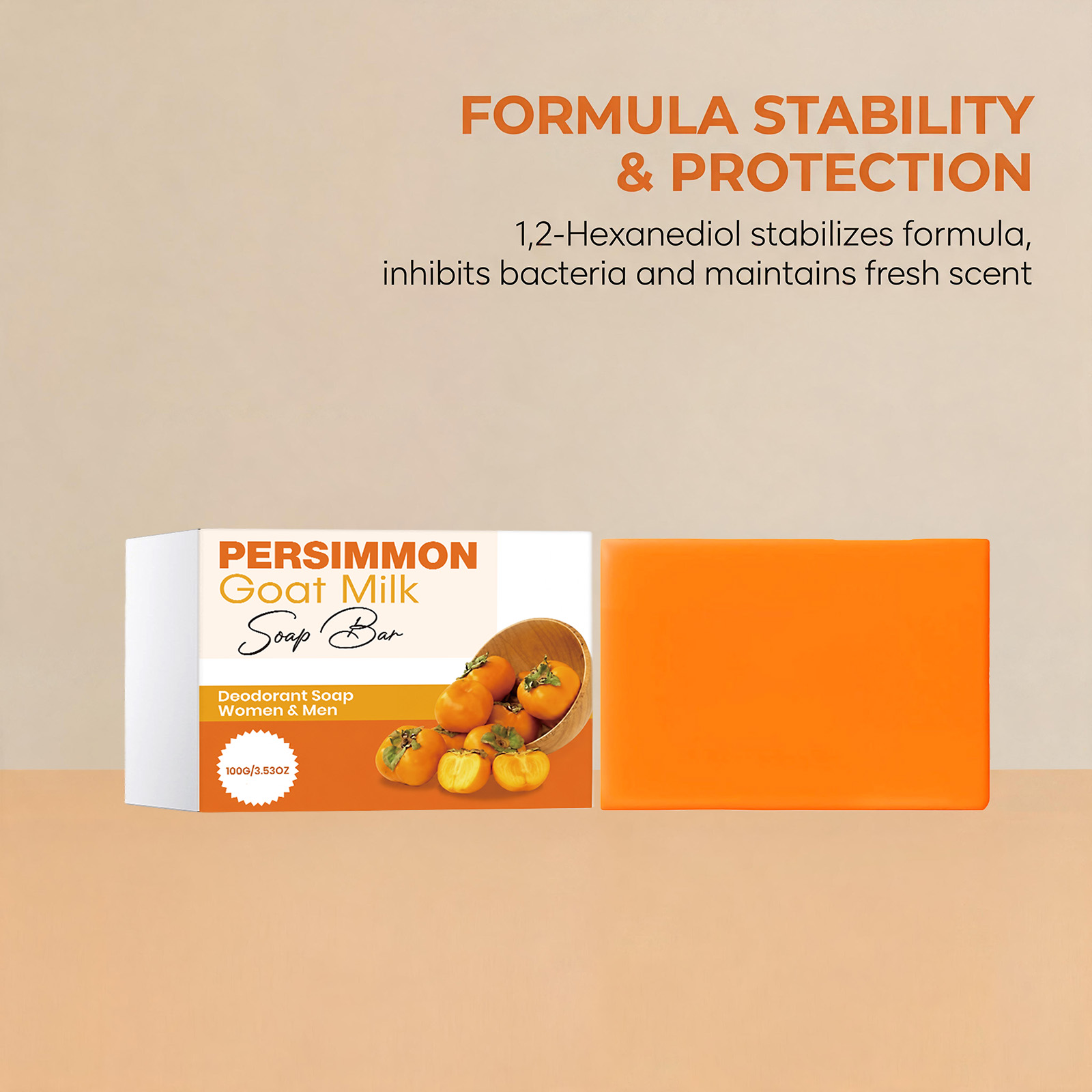 Deodorizing Persimmon Soap Daily Mild Clean Body Skin Refreshing Odor Removing Silky Moist Dense Foam