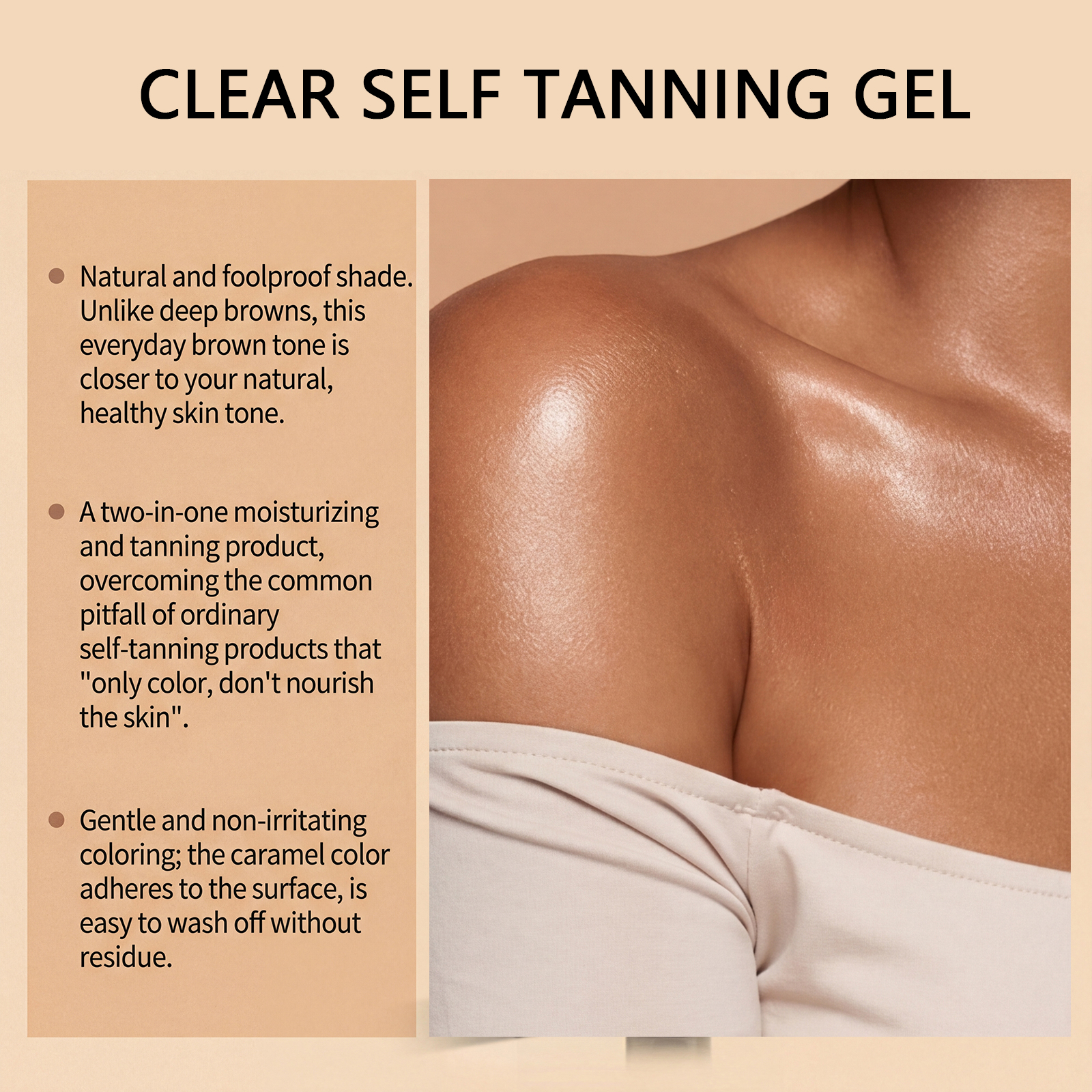 Clear No Trace Tanning Gel Hydrating Moisturizing Light Transparent Non Sticky Shiny Skin For Whole Body