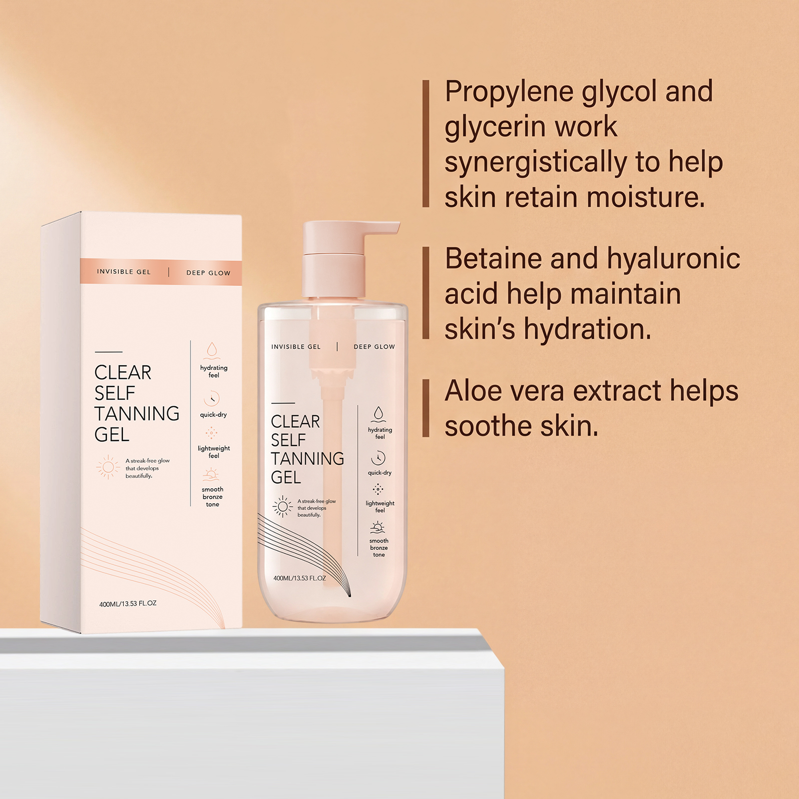 Clear No Trace Tanning Gel Hydrating Moisturizing Light Transparent Non Sticky Shiny Skin For Whole Body