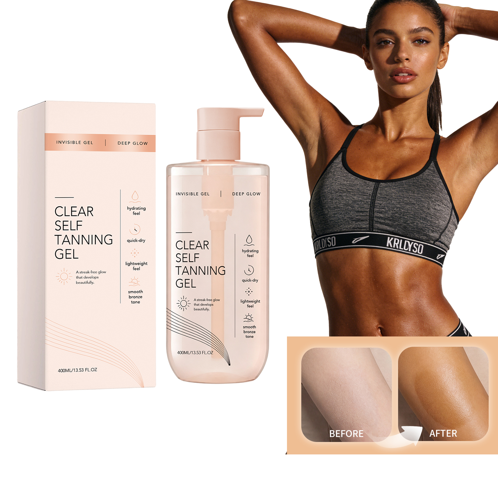 Clear No Trace Tanning Gel Hydrating Moisturizing Light Transparent Non Sticky Shiny Skin For Whole Body