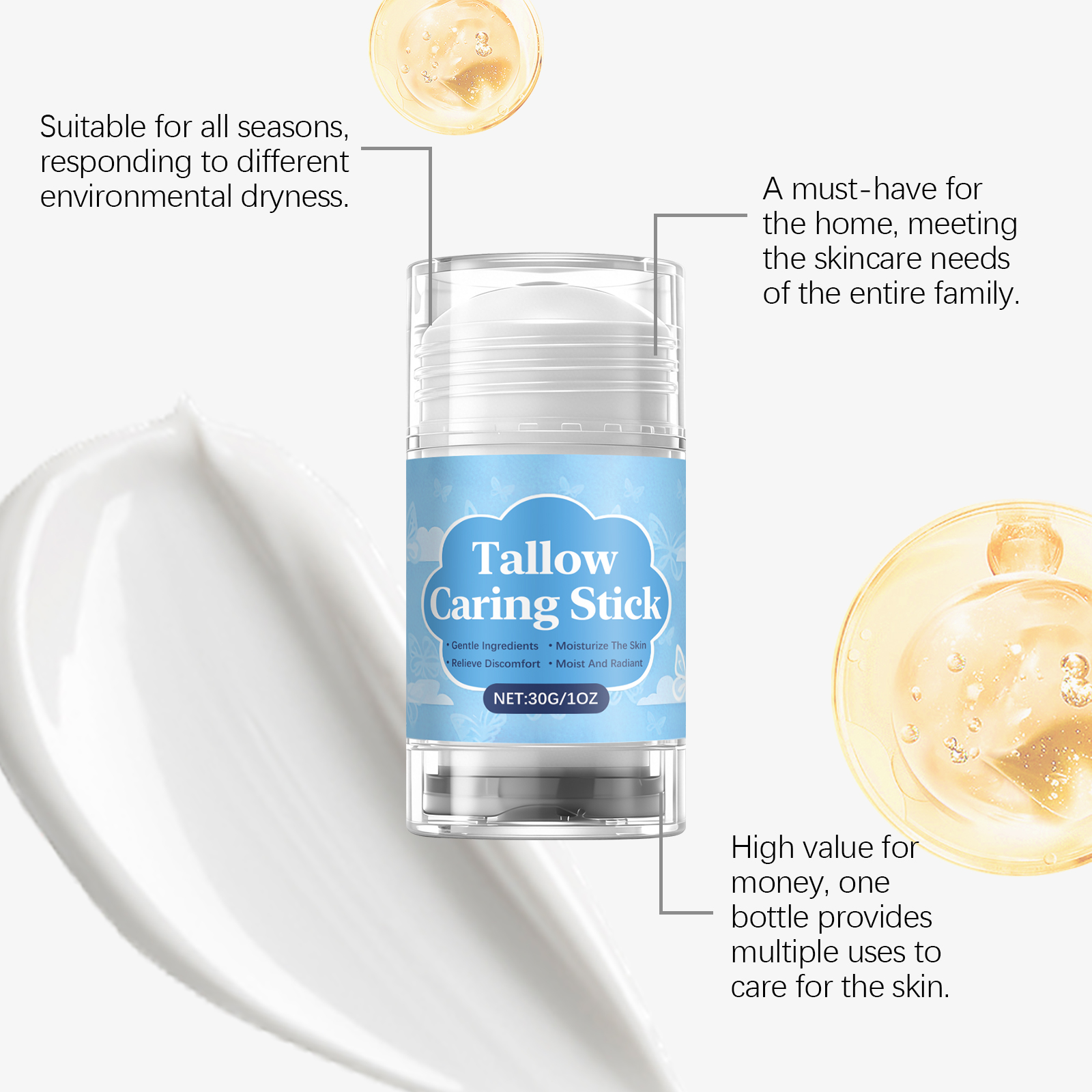Skin Moisturizing Smoothing Stick Hydrating Softening Tender Body Care Cream Stick