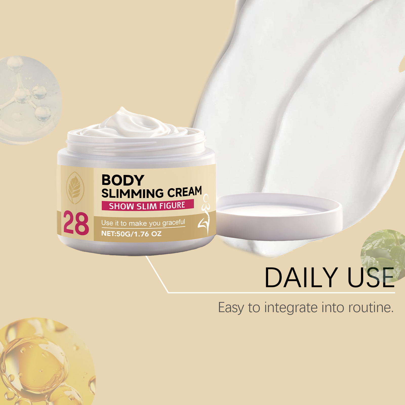 Body Care Cream Mild Moisturizing Gentle Nourishing Smoothing Figure Shaping Refreshing Soft Daily Massage Skincare