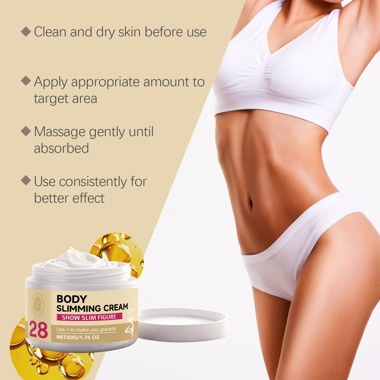 Body Care Cream Mild Moisturizing Gentle Nourishing Smoothing Figure Shaping Refreshing Soft Daily Massage Skincare