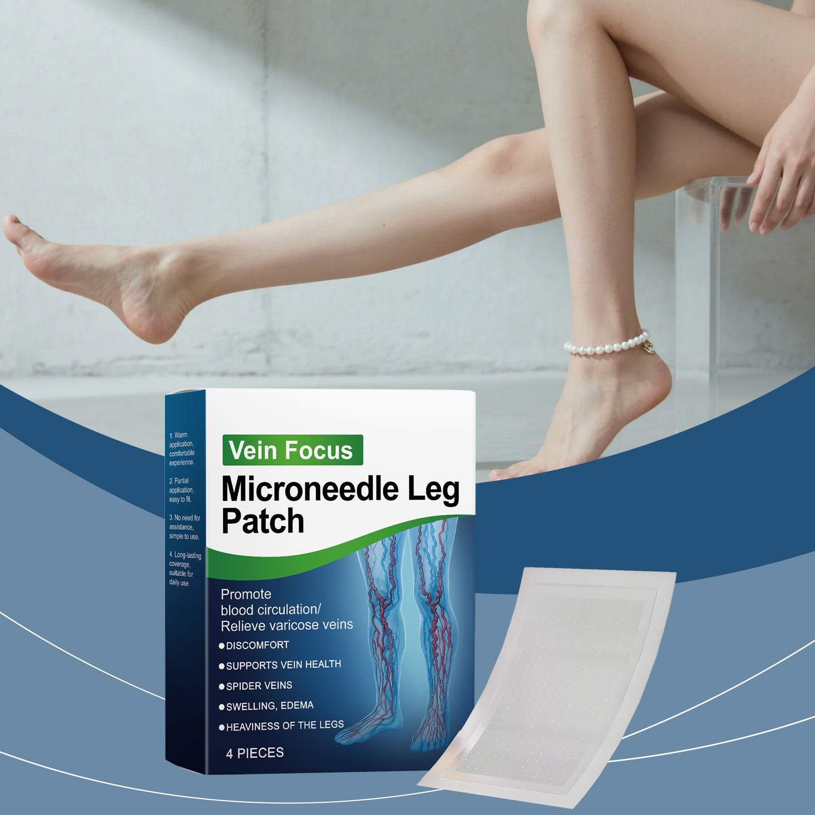 Leg Care Patch Mild Gentle Application Skin Friendly Material Leg Care Improvement Daily Movement Comfort Experience