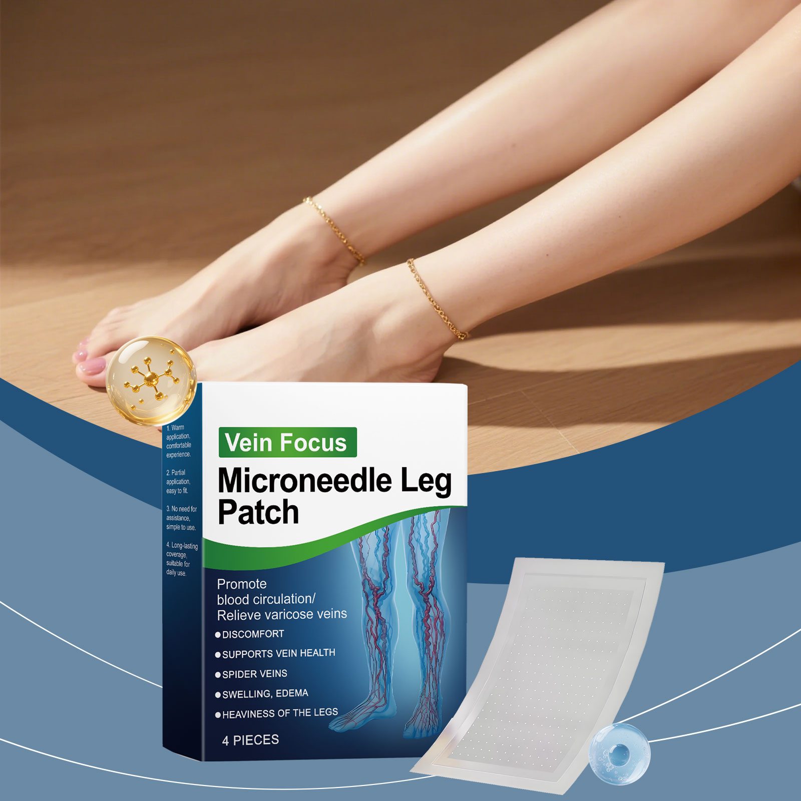 Leg Care Patch Mild Gentle Application Skin Friendly Material Leg Care Improvement Daily Movement Comfort Experience