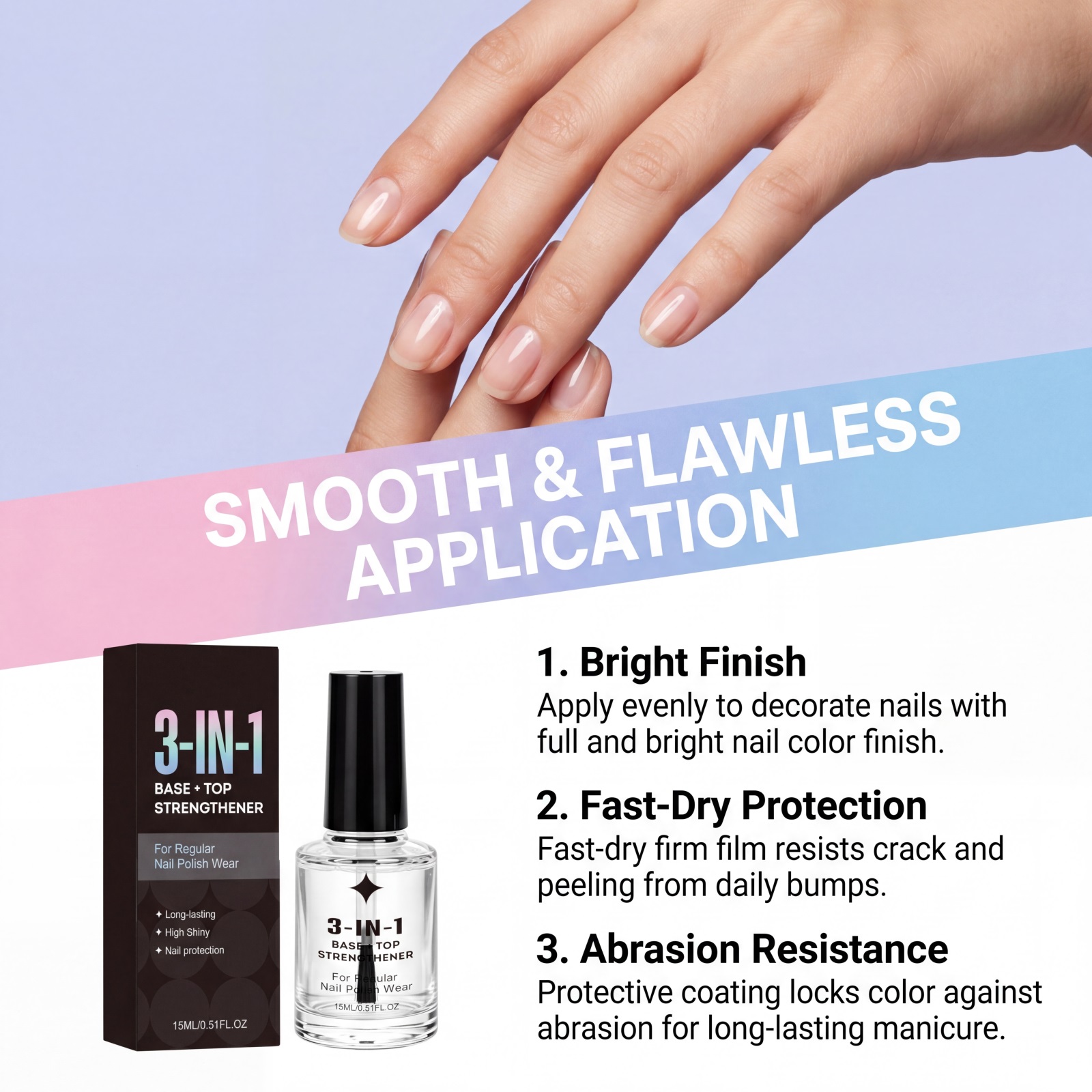 Nail Polish Oil Based Coating Bright Natural Ice Transparent Quick Dry Non Peel For Nail Surface
