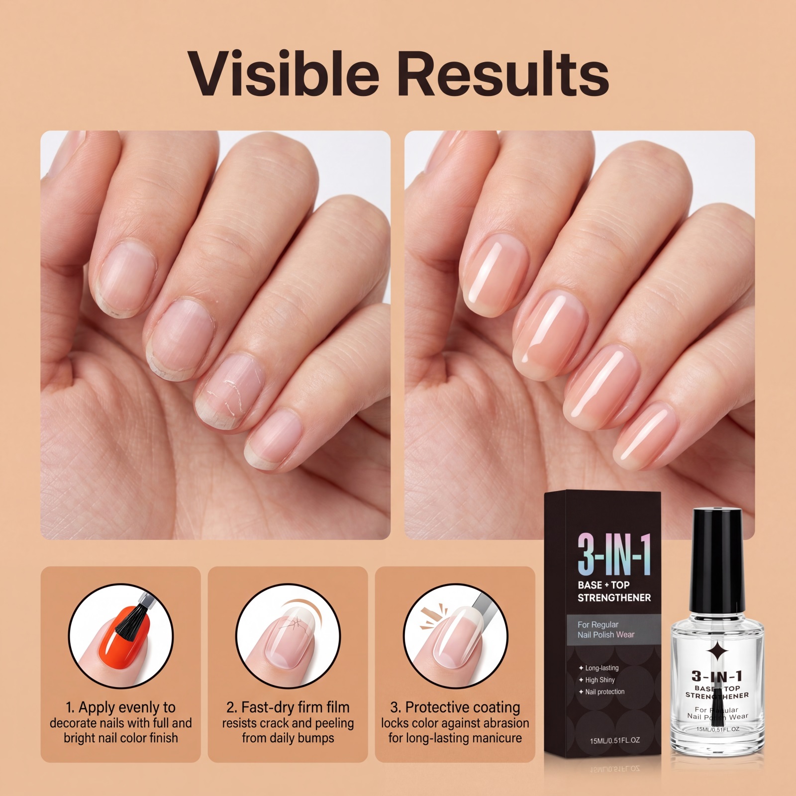 Nail Polish Oil Based Coating Bright Natural Ice Transparent Quick Dry Non Peel For Nail Surface