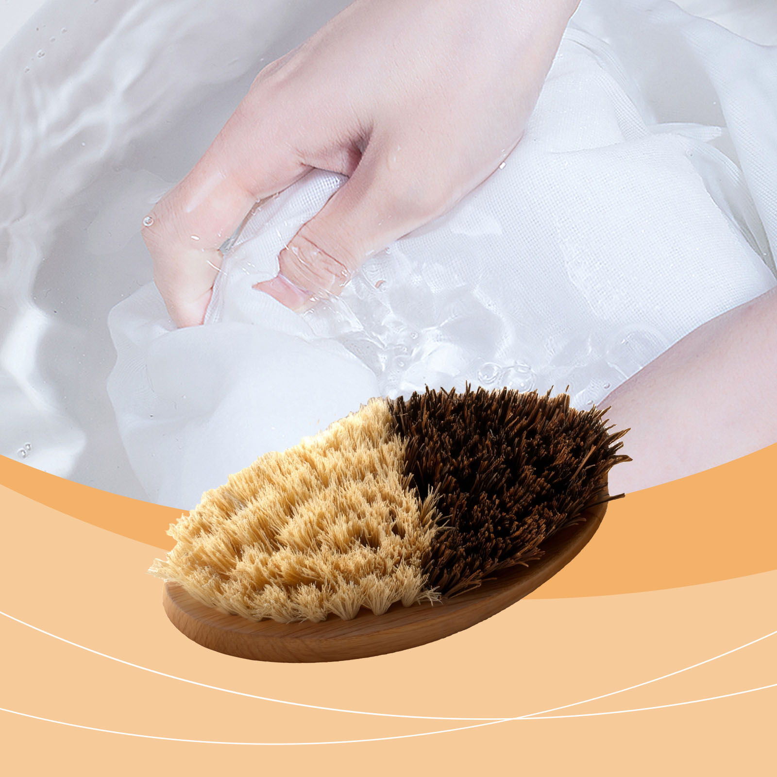 Bamboo Vegetable Cleaning Brush Soft Bristles Remove Vegetable Residues Stains Dirt Impurities