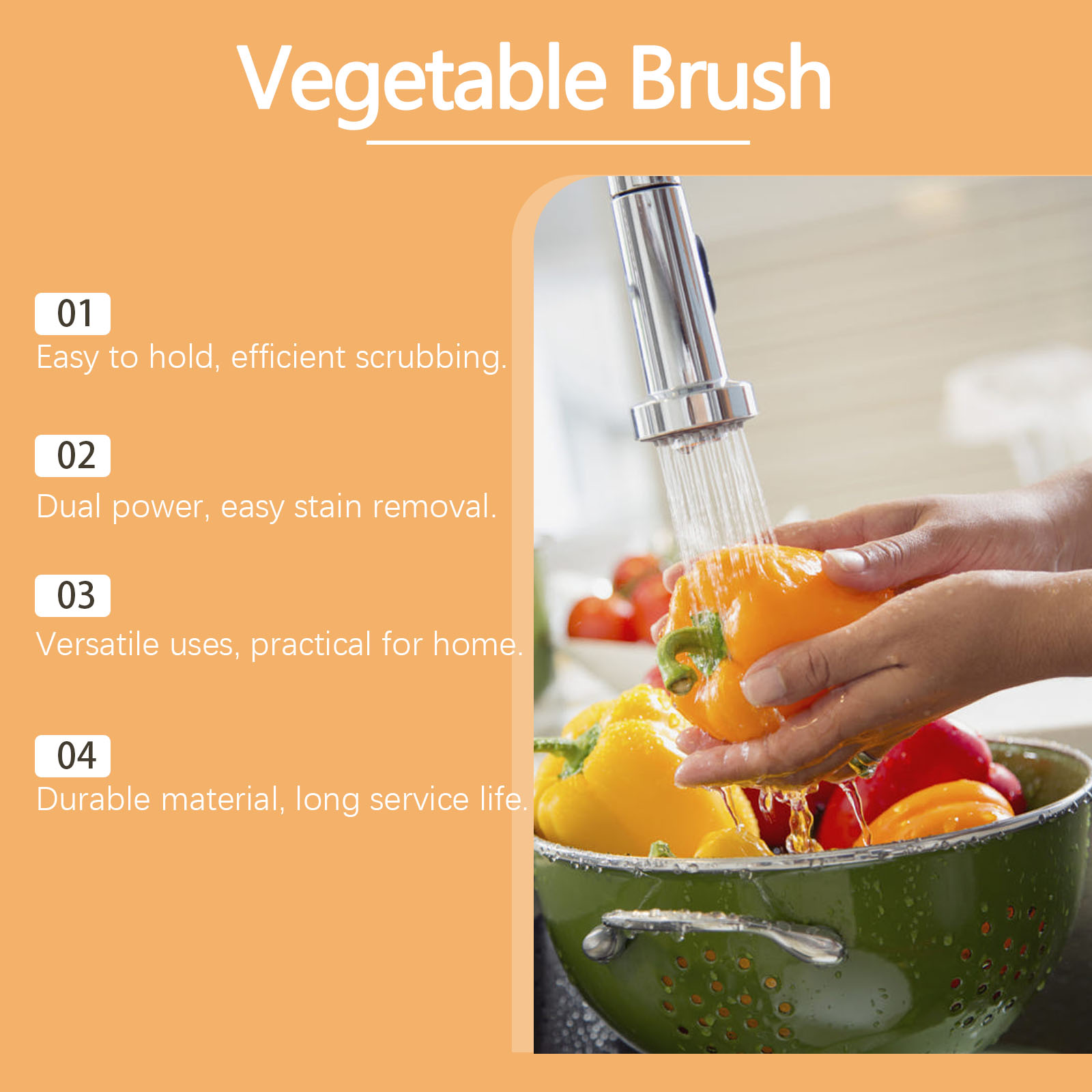 Bamboo Vegetable Cleaning Brush Soft Bristles Remove Vegetable Residues Stains Dirt Impurities