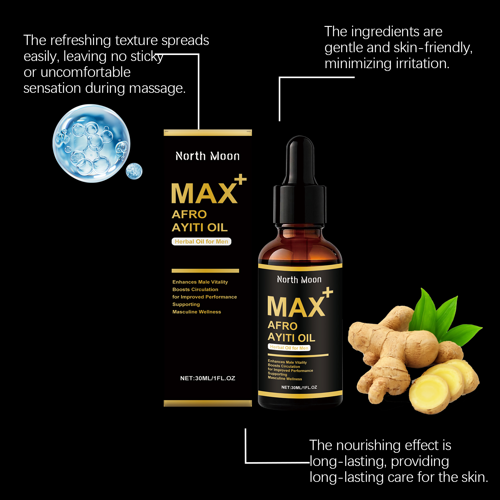 Male Body Massage Oil Nourish Mens Body Boost Vitality Daily Care