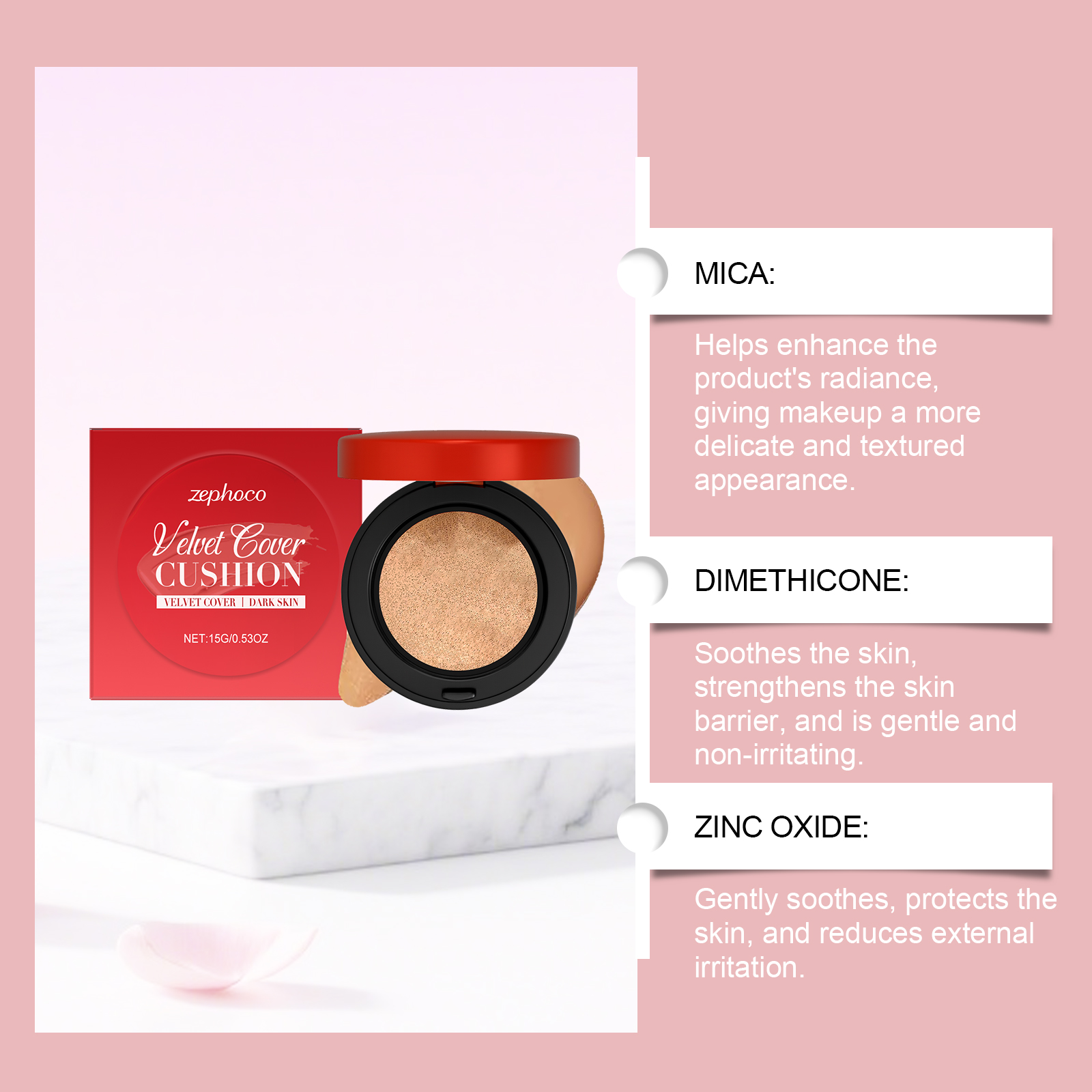 (Ivory White) Moisturizing Concealer Cushion With Fine Texture Creates Hydrated Light Sheer Makeup Look For Daily Facial Beauty Care