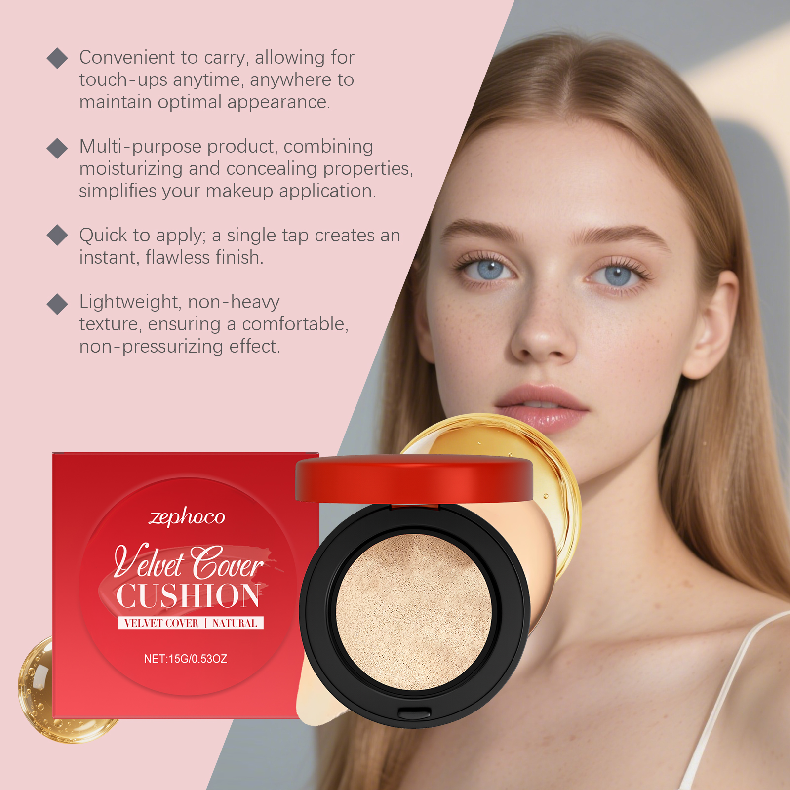 (Ivory White) Moisturizing Concealer Cushion With Fine Texture Creates Hydrated Light Sheer Makeup Look For Daily Facial Beauty Care