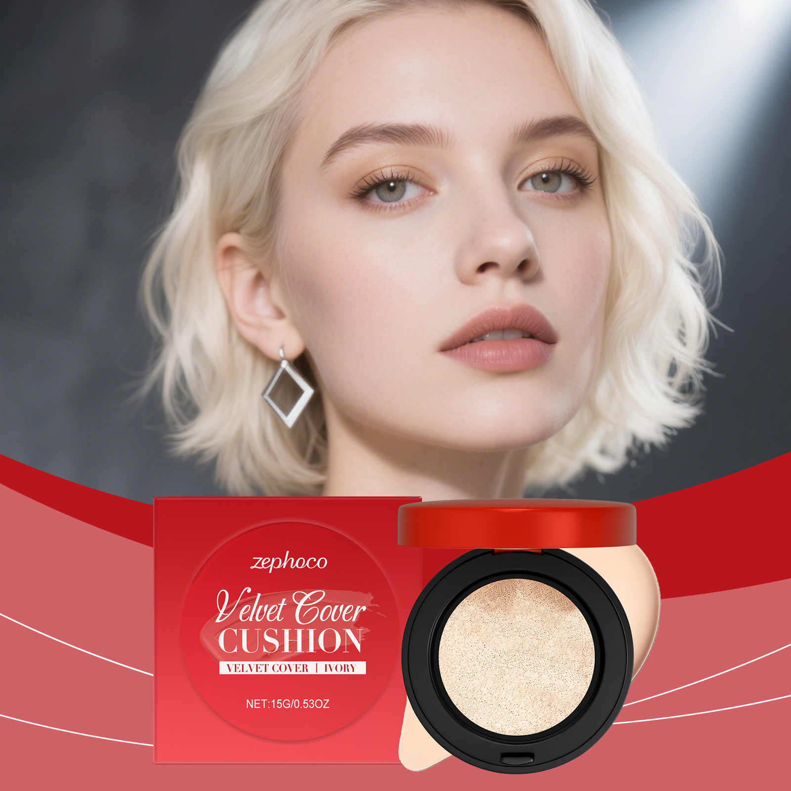 (Ivory White) Moisturizing Concealer Cushion With Fine Texture Creates Hydrated Light Sheer Makeup Look For Daily Facial Beauty Care