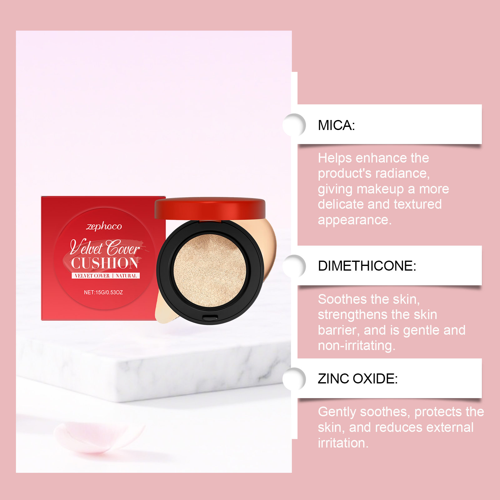 (Ivory White) Moisturizing Concealer Cushion With Fine Texture Creates Hydrated Light Sheer Makeup Look For Daily Facial Beauty Care
