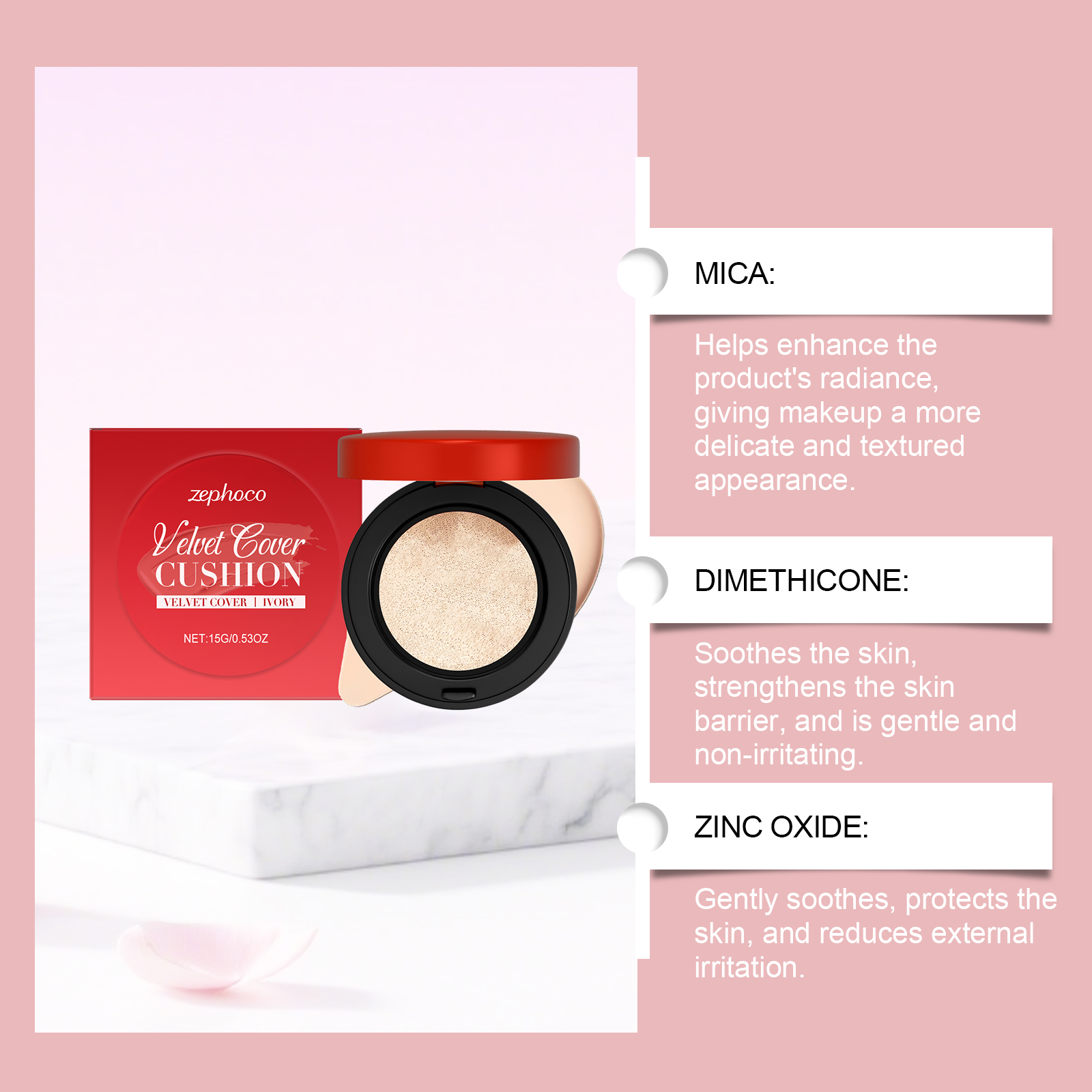 (Ivory White) Moisturizing Concealer Cushion With Fine Texture Creates Hydrated Light Sheer Makeup Look For Daily Facial Beauty Care