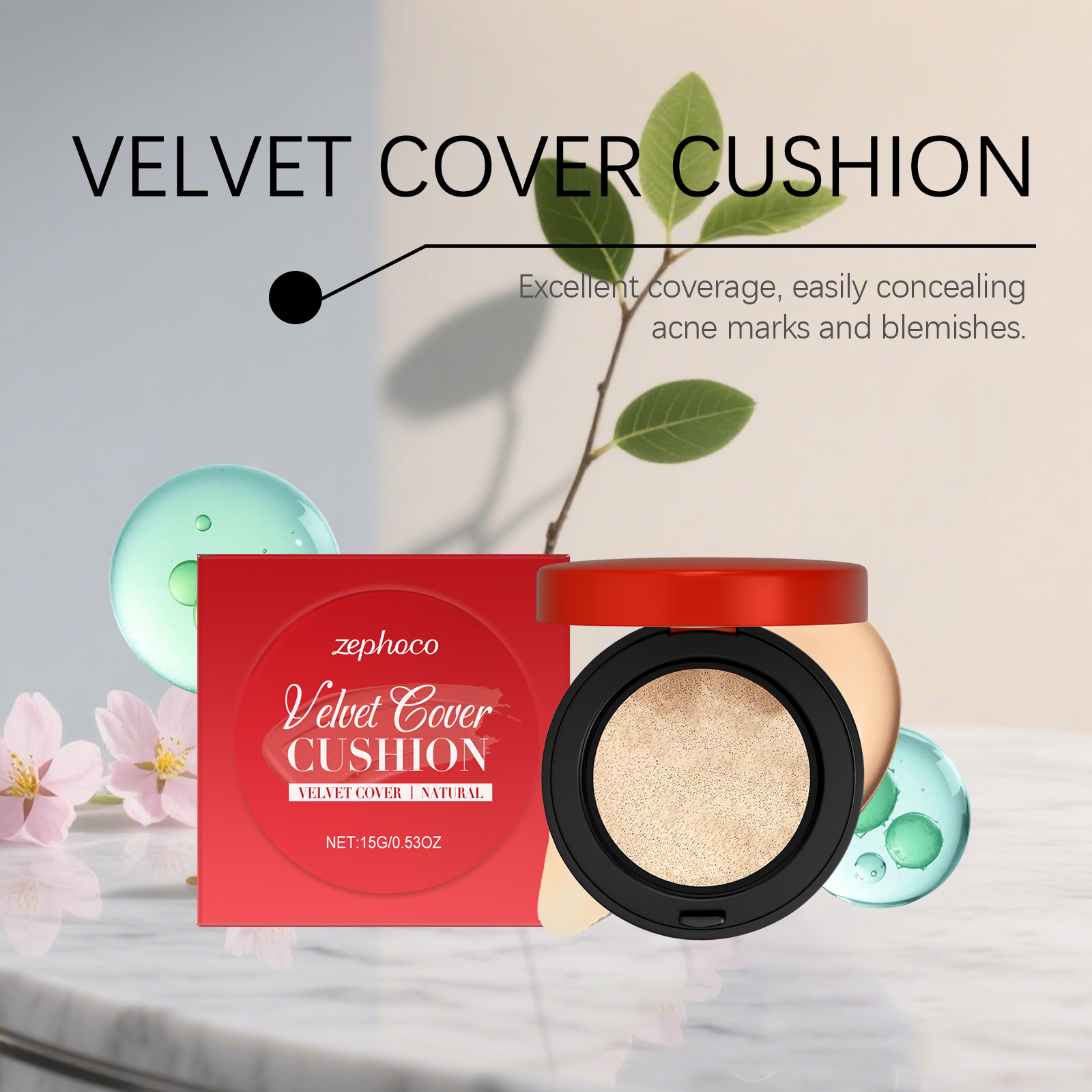 (Ivory White) Moisturizing Concealer Cushion With Fine Texture Creates Hydrated Light Sheer Makeup Look For Daily Facial Beauty Care