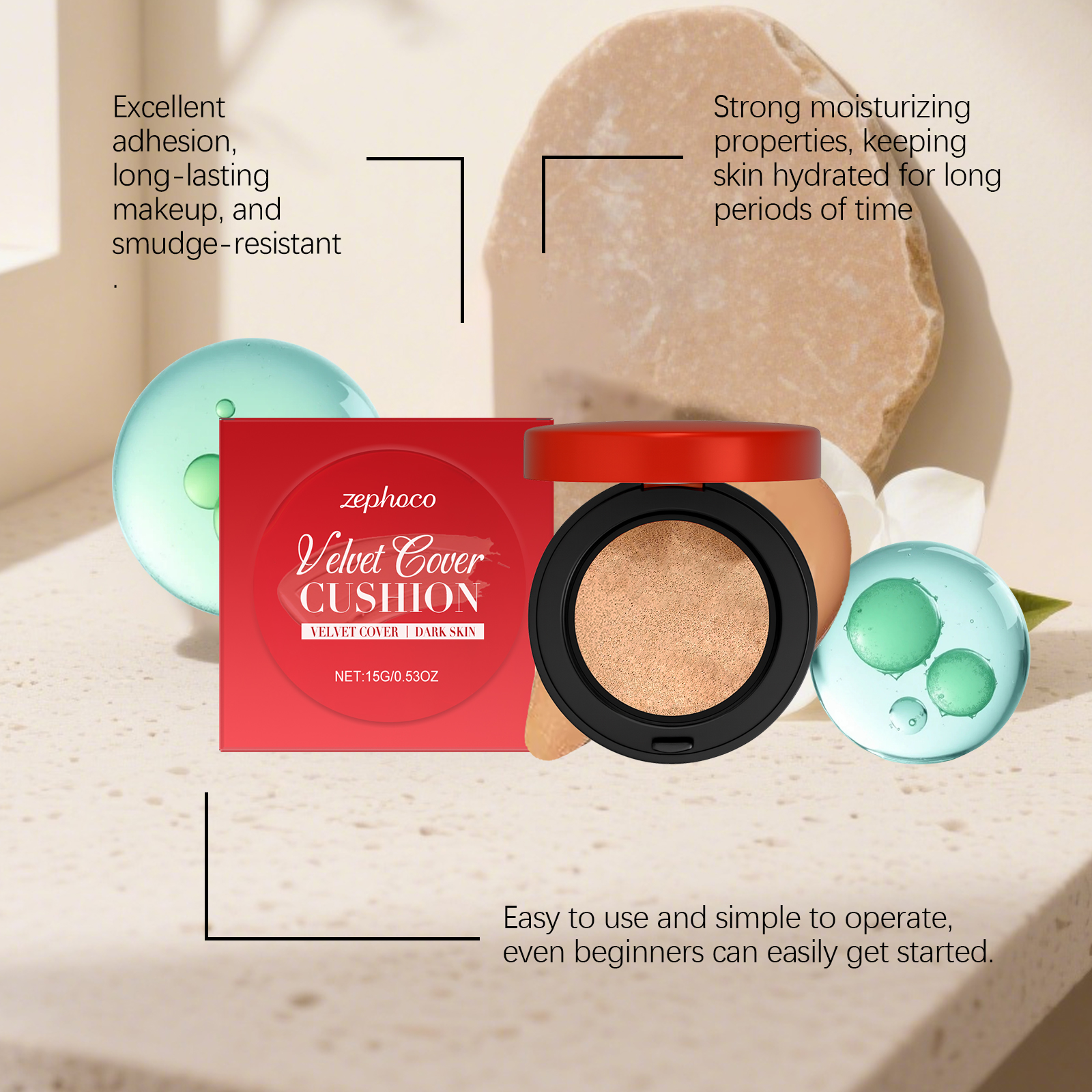 (Ivory White) Moisturizing Concealer Cushion With Fine Texture Creates Hydrated Light Sheer Makeup Look For Daily Facial Beauty Care