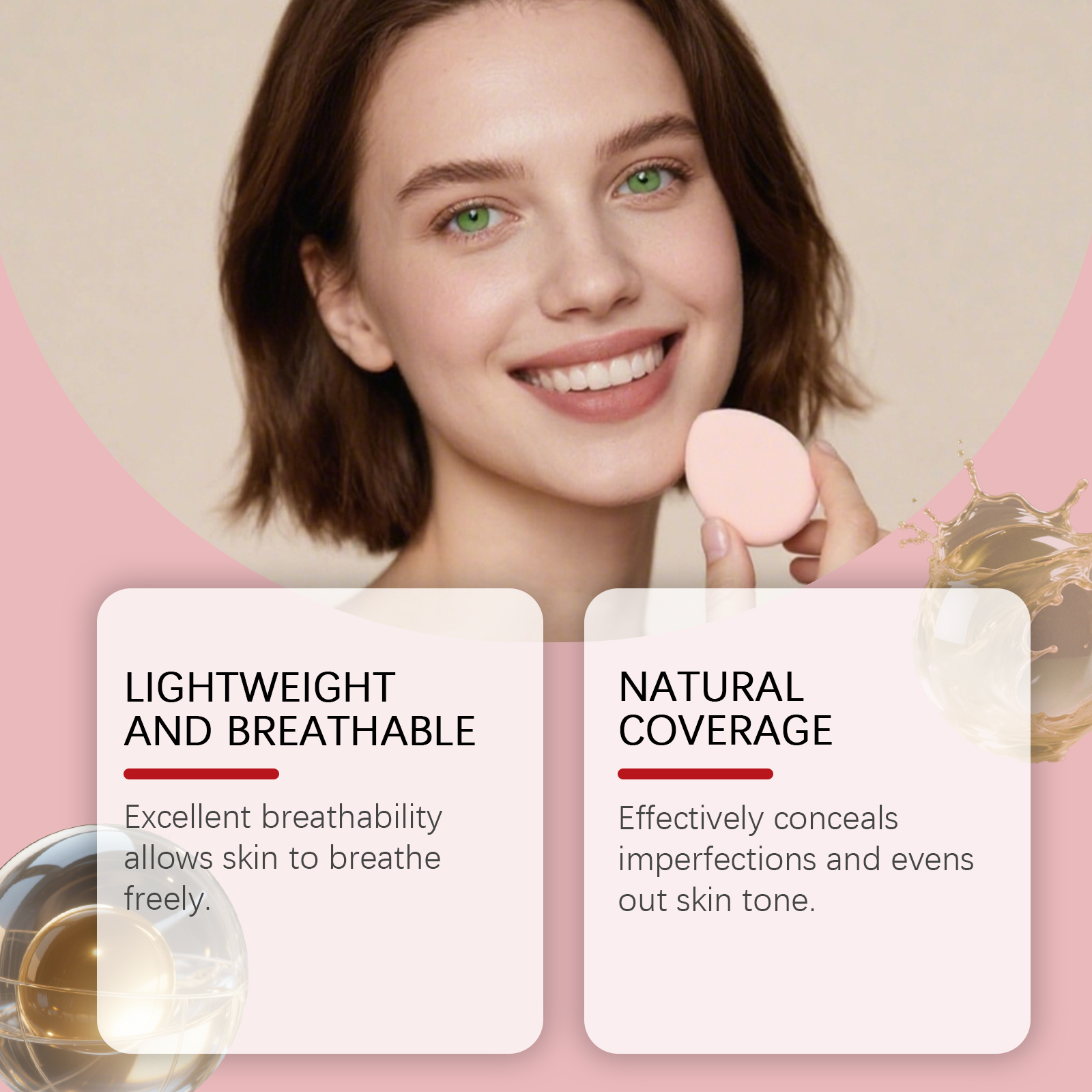 (Ivory White) Moisturizing Concealer Cushion With Fine Texture Creates Hydrated Light Sheer Makeup Look For Daily Facial Beauty Care