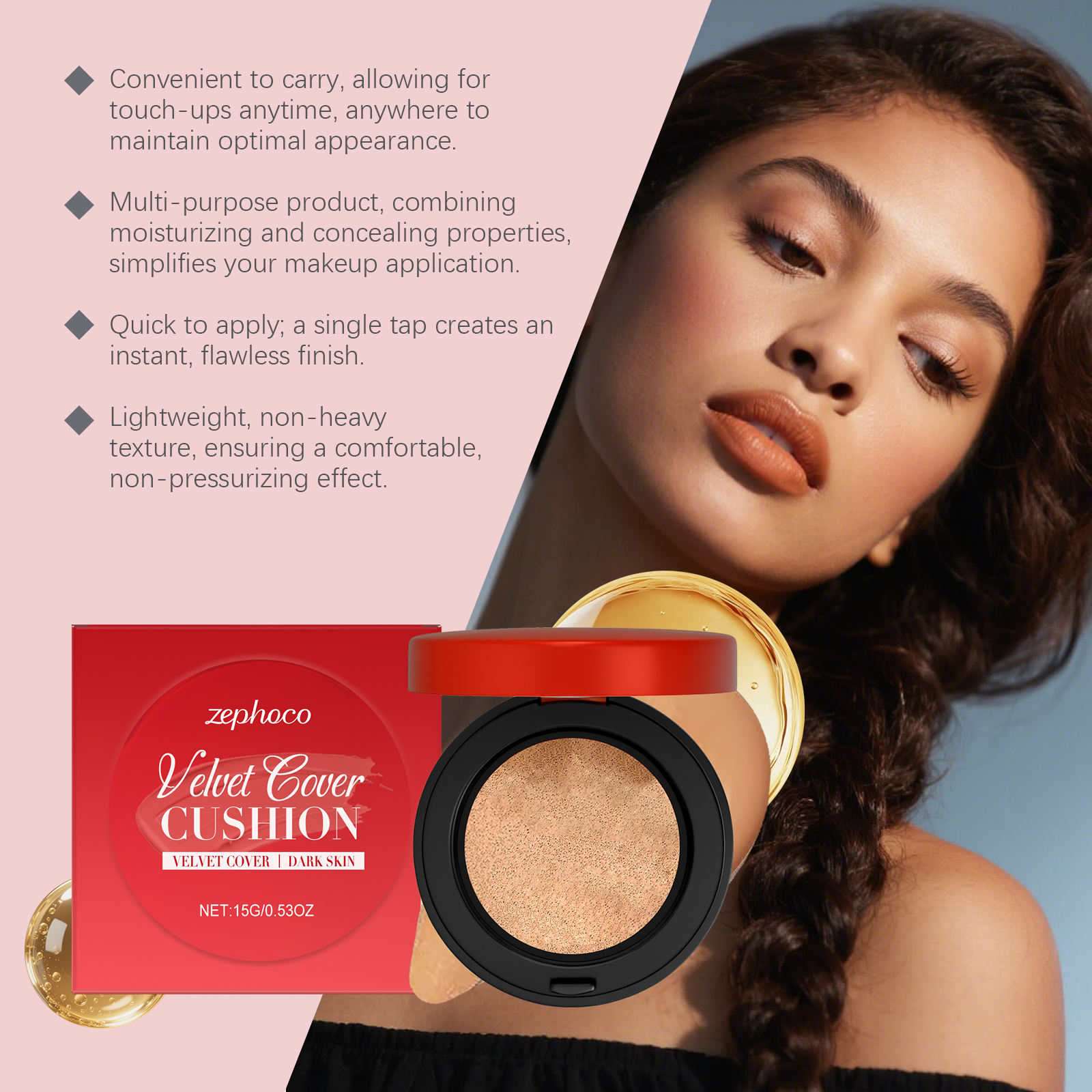 (Ivory White) Moisturizing Concealer Cushion With Fine Texture Creates Hydrated Light Sheer Makeup Look For Daily Facial Beauty Care