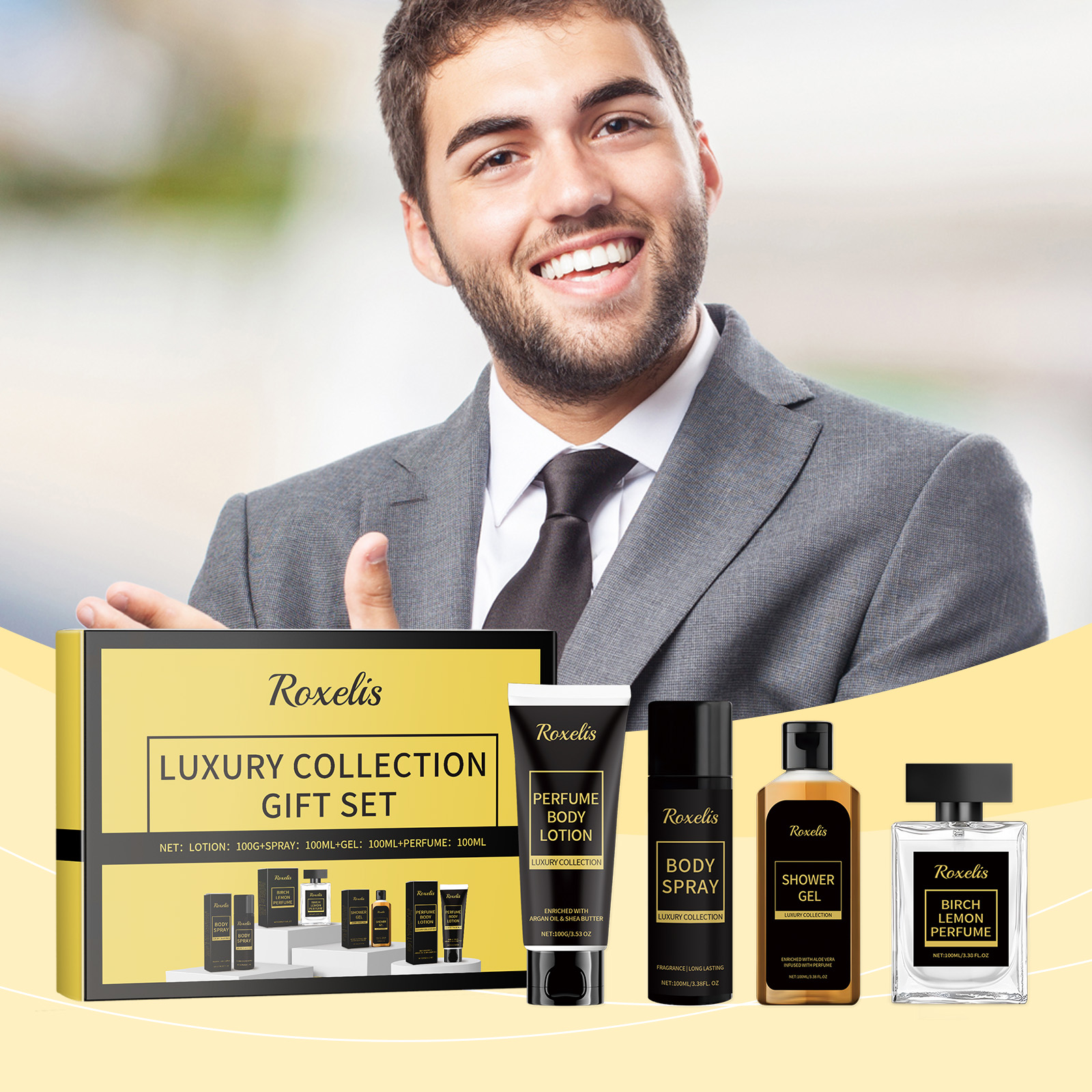 Men Fragrance Gift Set Cleansing Moisturizing Long Lasting Fresh Charming Fragrance Skincare Kit