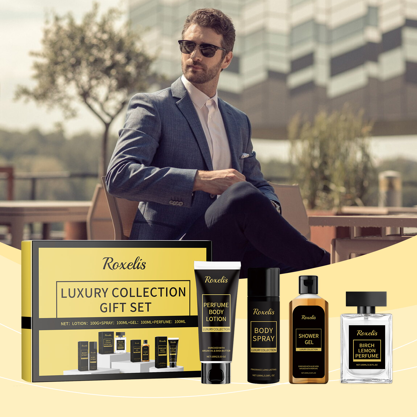 Men Fragrance Gift Set Cleansing Moisturizing Long Lasting Fresh Charming Fragrance Skincare Kit