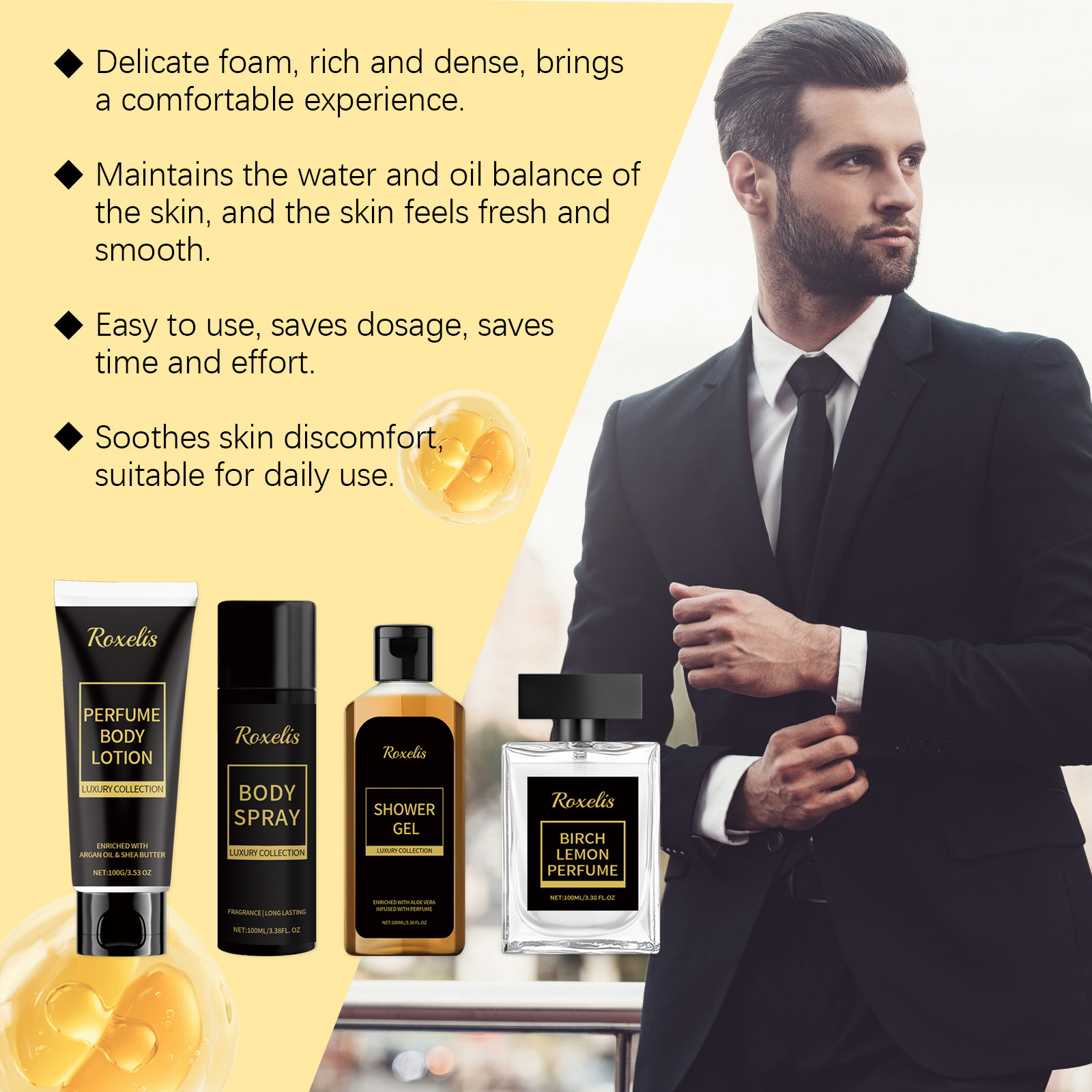 Men Fragrance Gift Set Cleansing Moisturizing Long Lasting Fresh Charming Fragrance Skincare Kit