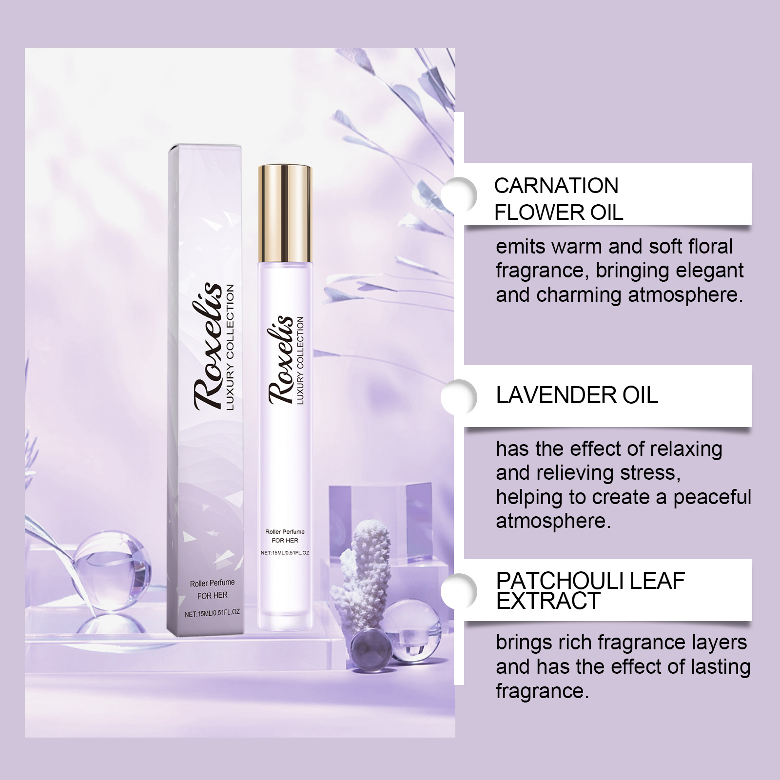 Women Roll On Perfume Natural Fresh Long Lasting Carnation Daily Light Unique Portable Fragrance