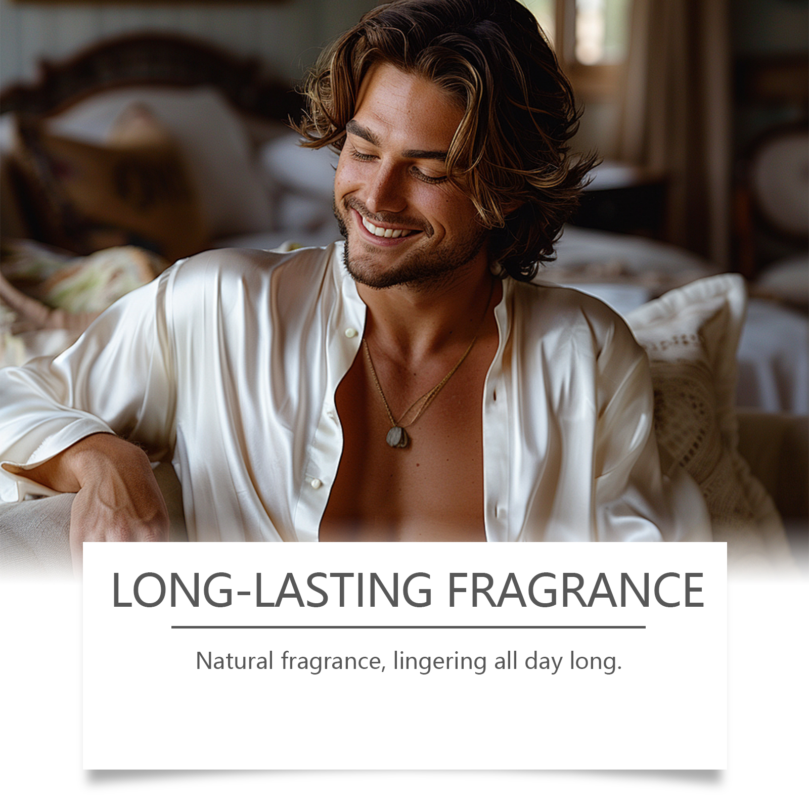 Men Roll On Cologne Sandalwood Woody Scent Fresh Pleasant Natural Aroma Radiate Charm Portable Perfume