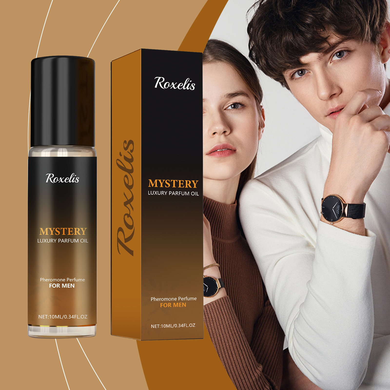 Men Roll On Cologne Sandalwood Woody Scent Fresh Pleasant Natural Aroma Radiate Charm Portable Perfume