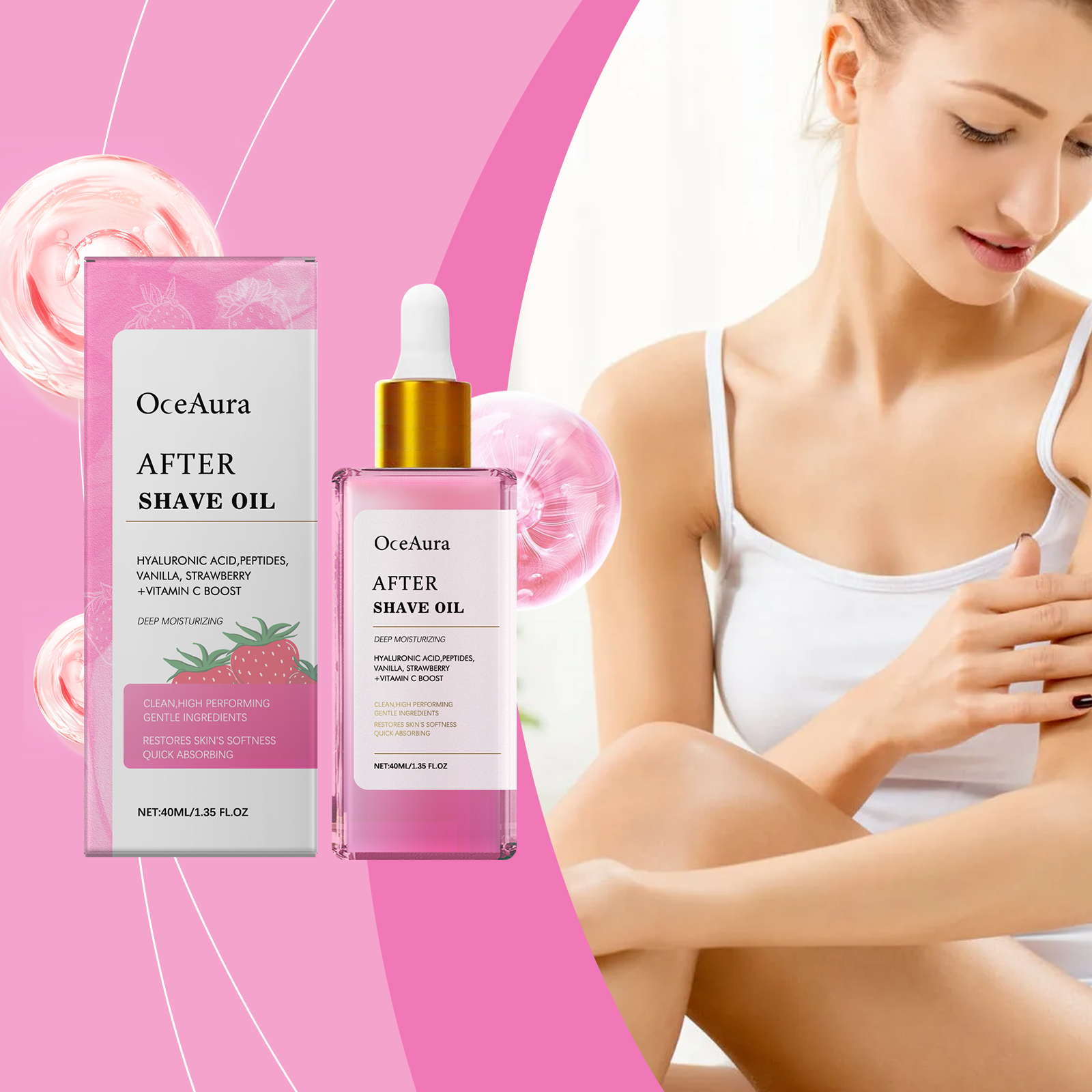 Strawberry After Shave Oil Soothing Moisturizing For Post Hair Removal Skin Comfort Daily Nourishing Care