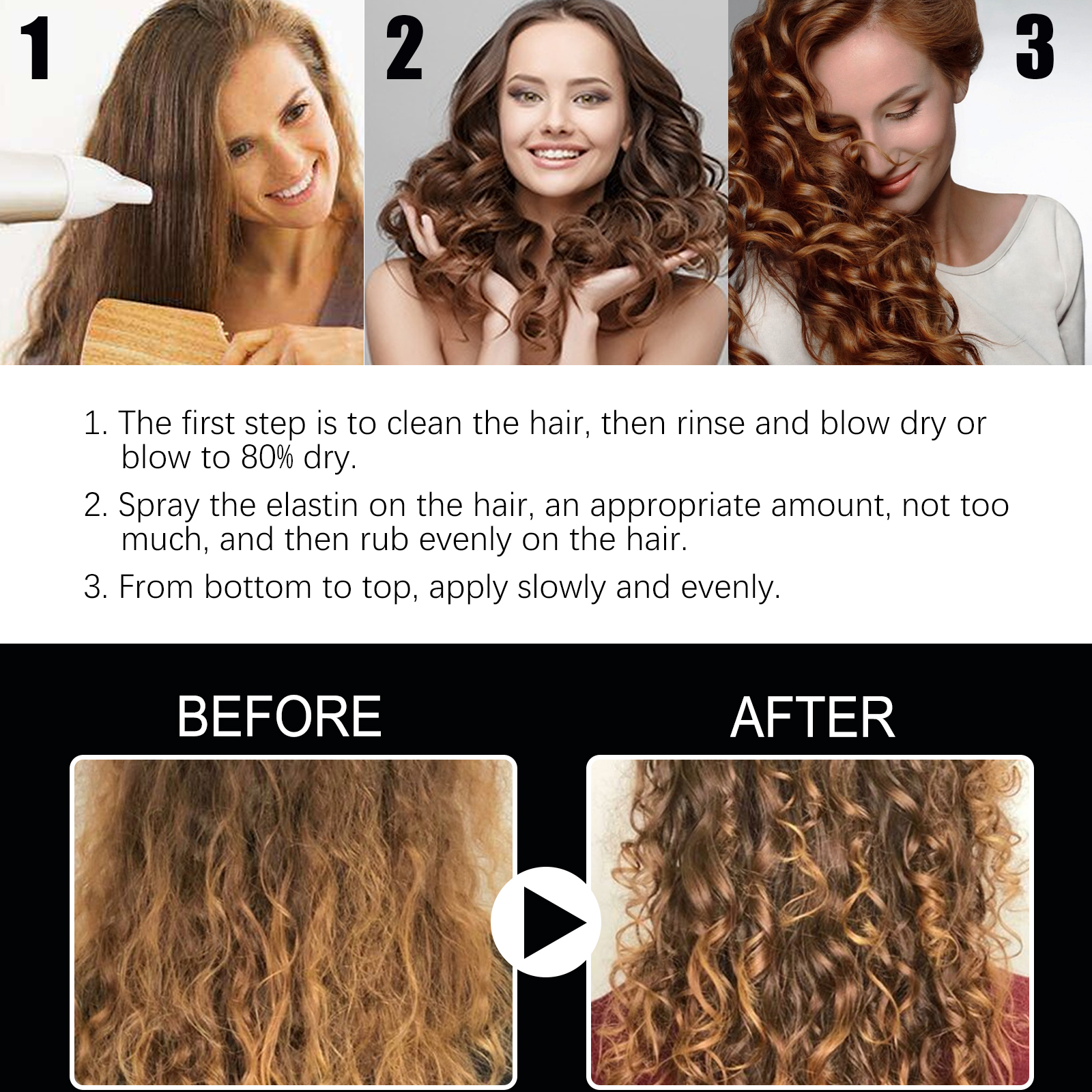 Hair Styling Spray Long Lasting Hold Volumizing Moisturizing Fresh Scent For Daily Hair Styling 30ml