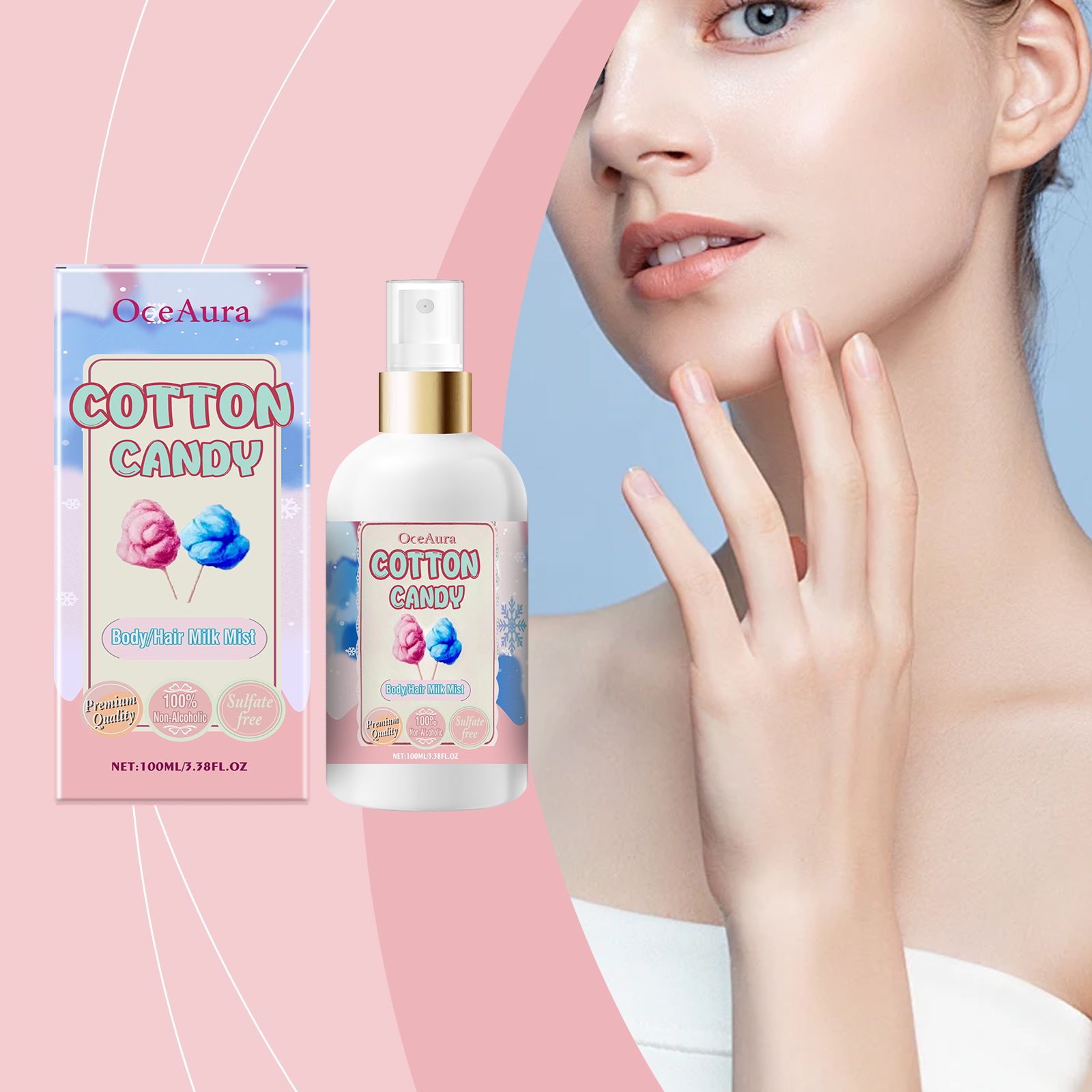 Body Moisturizing Spray Marshmallow Scent Hydrating For Skin And Hair Daily Care 100ml