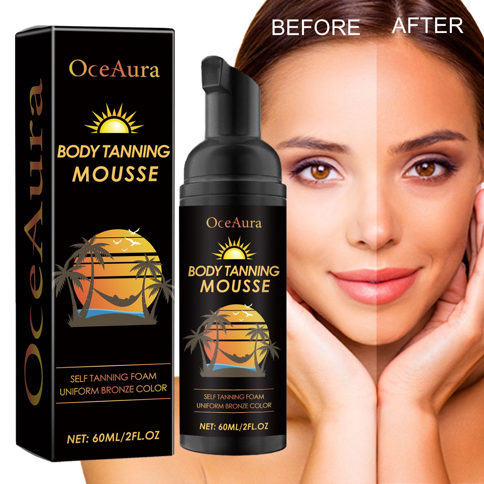 Tanning Mousse For Summer Beach Bronzed Glow Hydrating And Natural Looking Skin 60ml