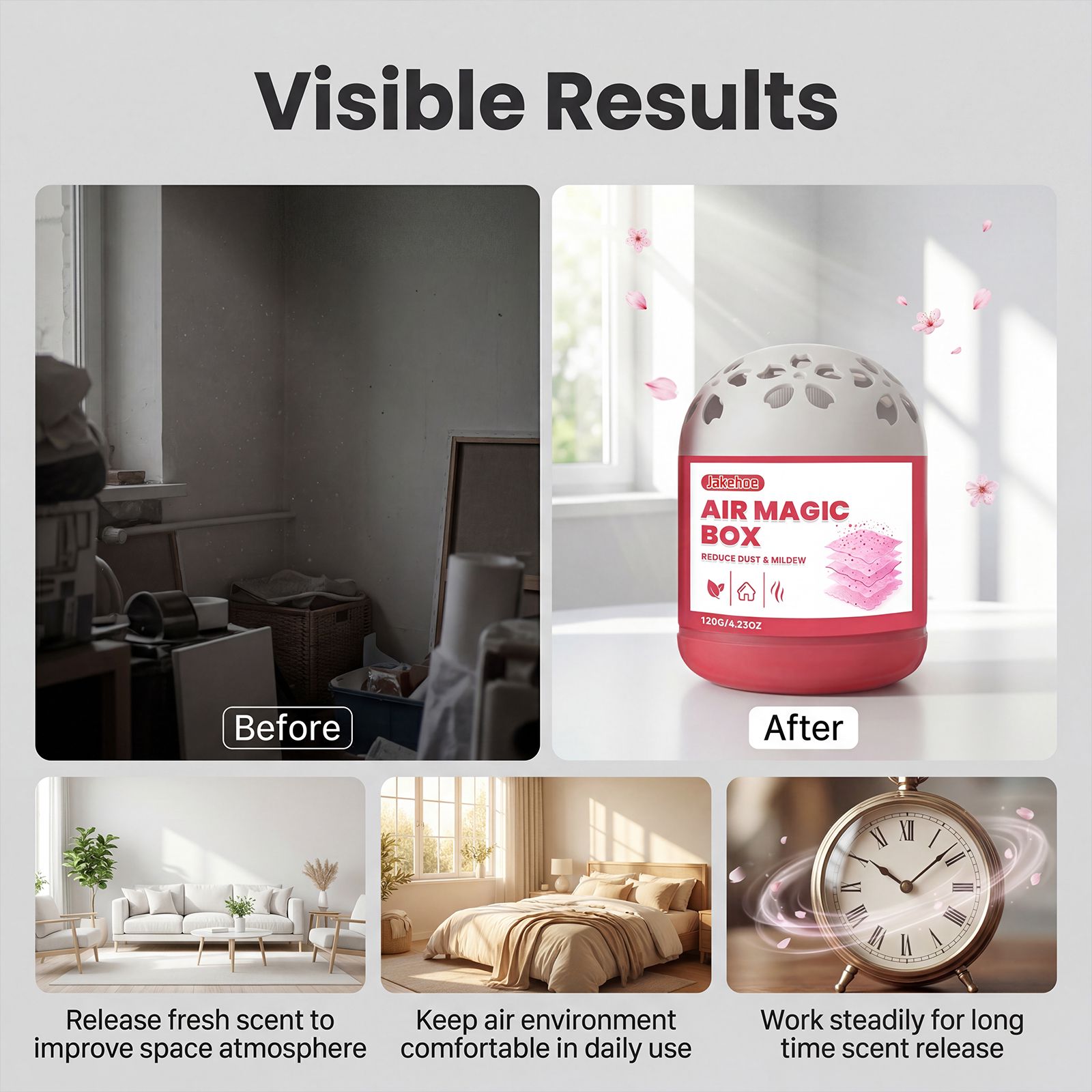 Air Freshener Box For Car And Home Odor Absorbing Moisture Control Long Lasting Fresh Scent 120g