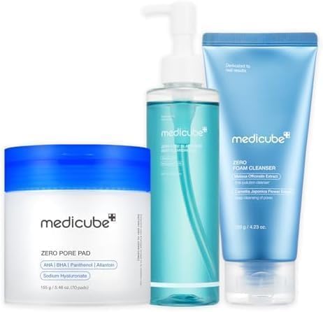 medicube Zero Pore Care Trio Zero Foam Cleanser Zero Pore Blackhead Cleansing Oil and Zero Pore Pads