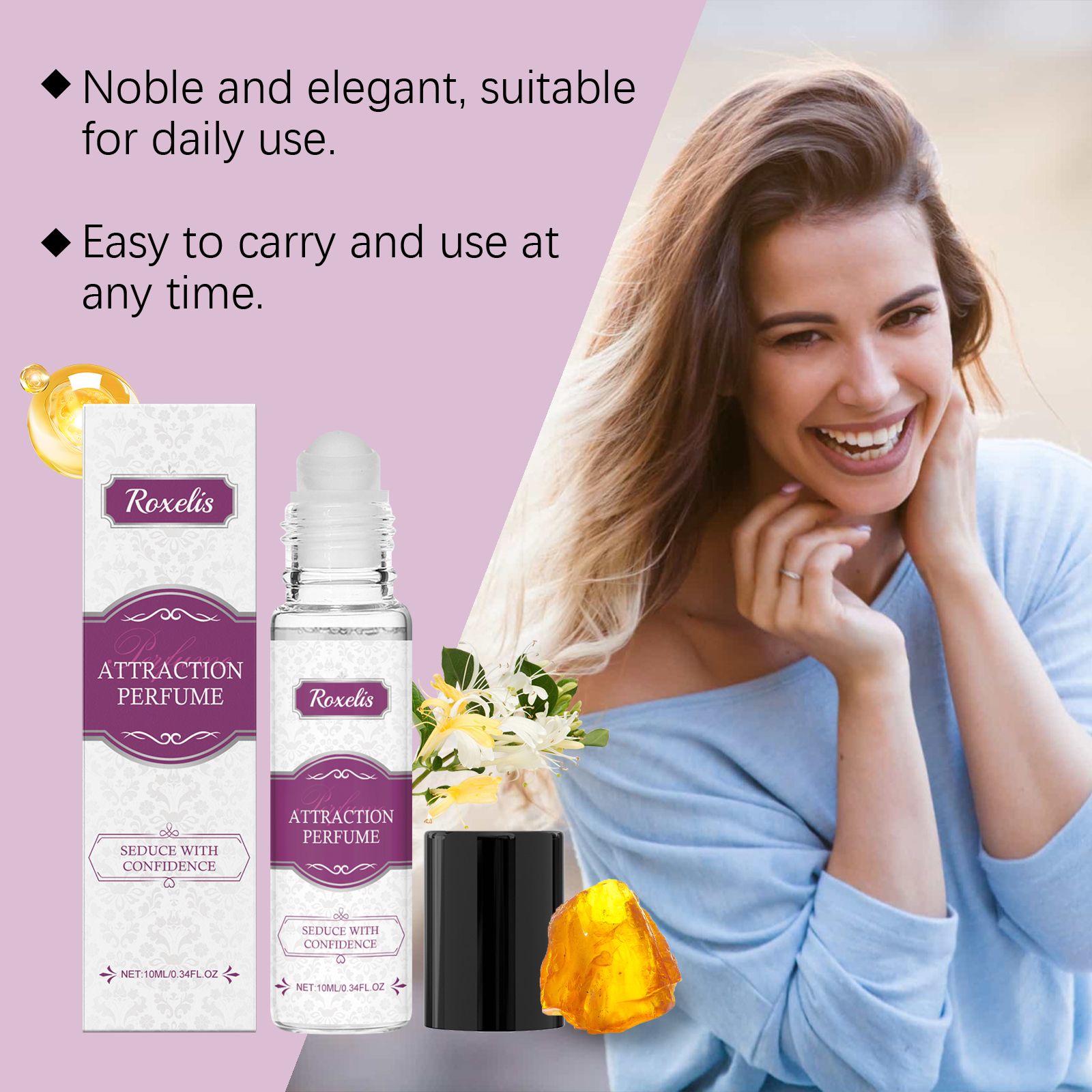 Women Roll On Perfume Amber Fresh Long Lasting Portable For Daily Wear