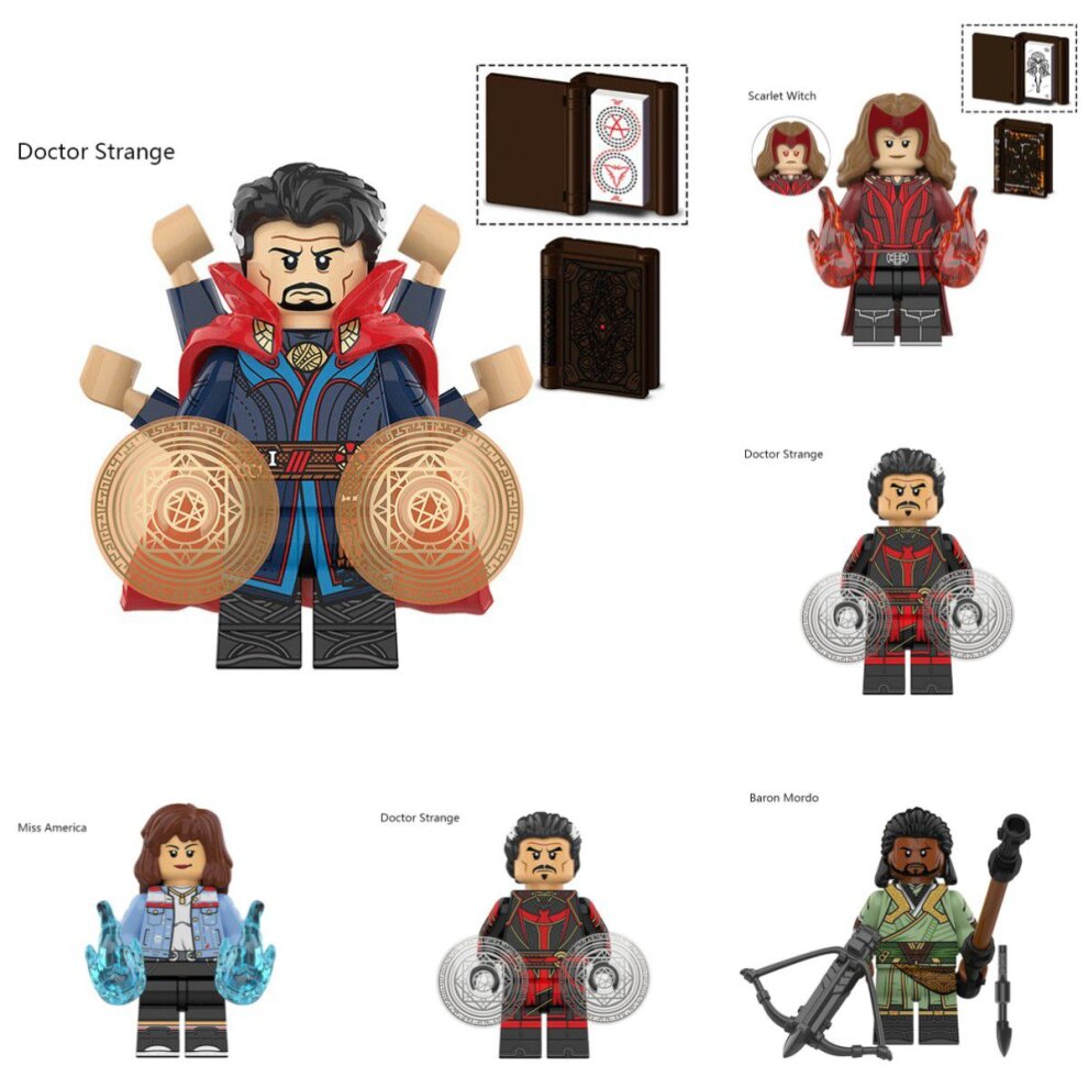 8pcs Superhero Doctor Strange Scarlet Witch Action Figure Mini Building Blocks