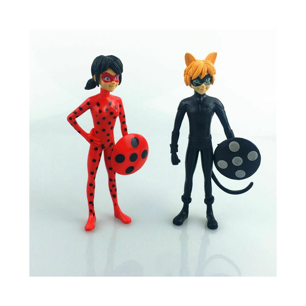 6PCS Miraculous Ladybug Tikki Noir Cat Plagg Adrien Figures Doll Toy