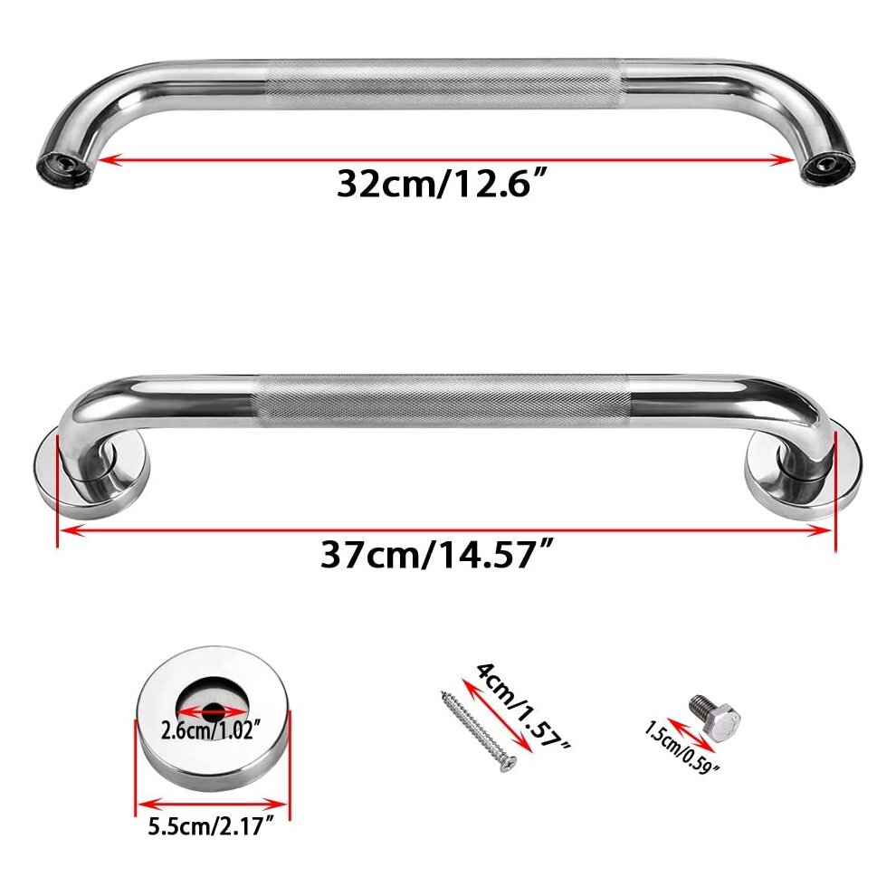 (16 inches/40cm) BTSKY Stainless Steel Bath Grab Shower Handle with Anti-Slip Grip - Dis